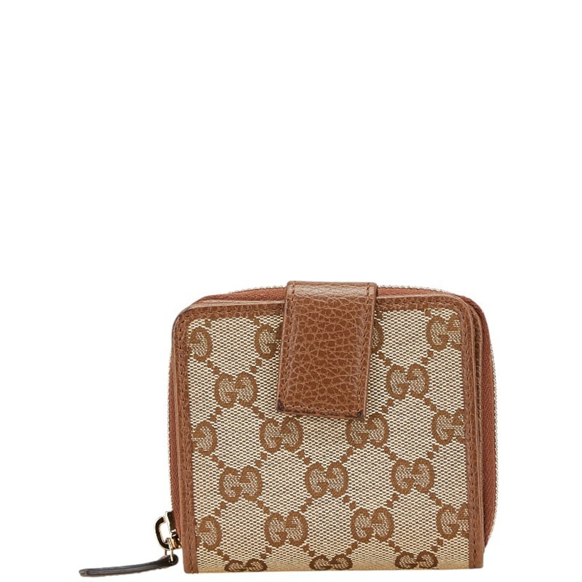 Gucci Beige Brown Canvas Leather Wallet (Bi-Fold) (Pre-Owned)