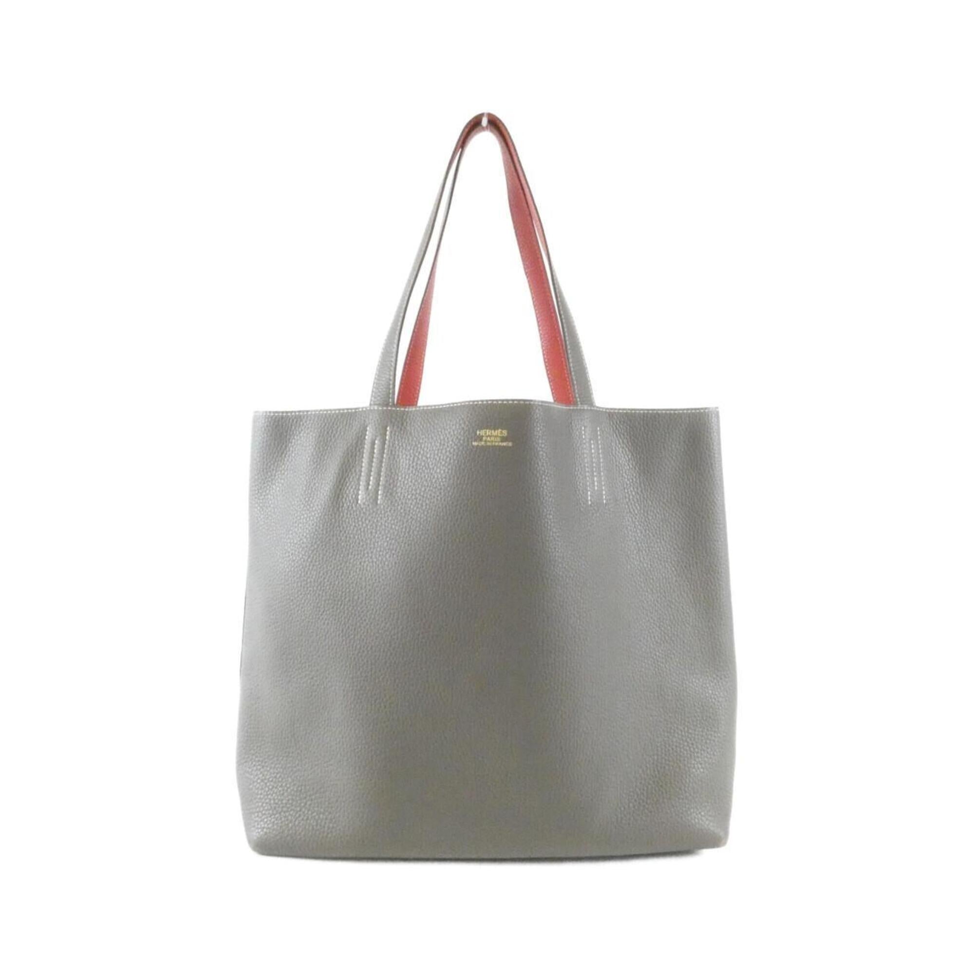 Hermes Bougainvillier Gray Red Color Taurillon Clemence Leather Handbag (Pre-Owned)