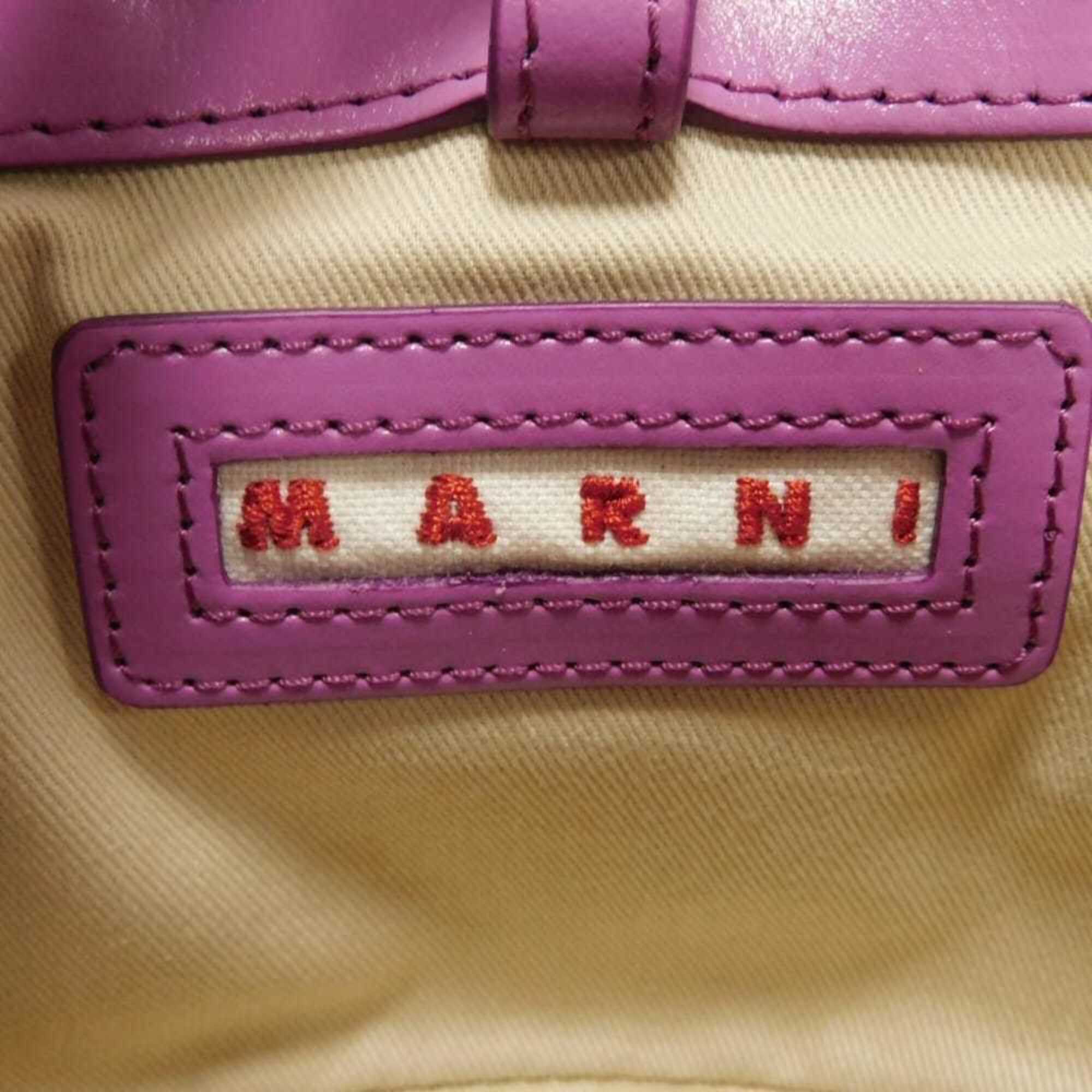 Marni Purple Cotton Leather Handbag Shoulder Bag (Pre-Owned)