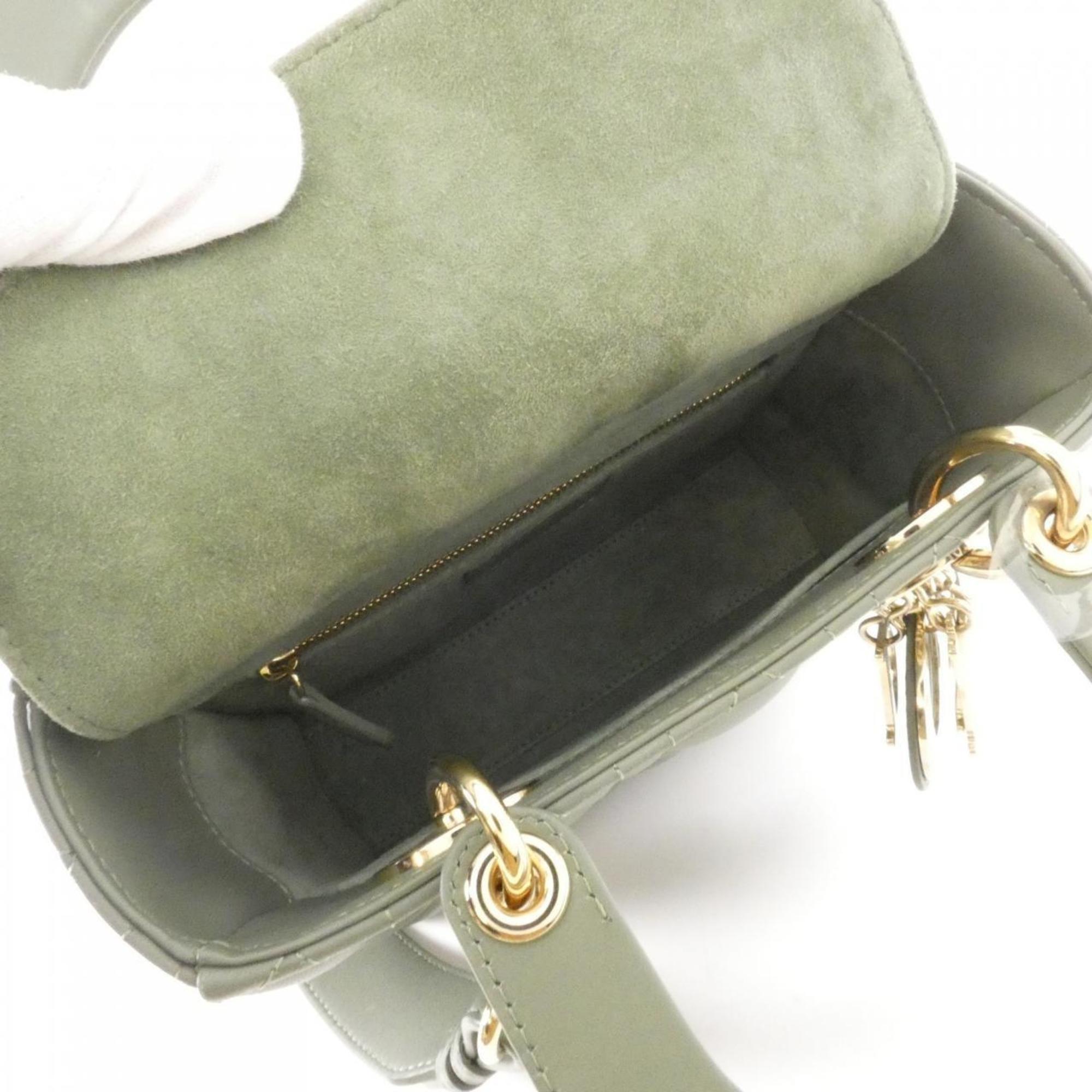 Christian Dior Lady Dior Dark Green Leather Handbag (Pre-Owned)
