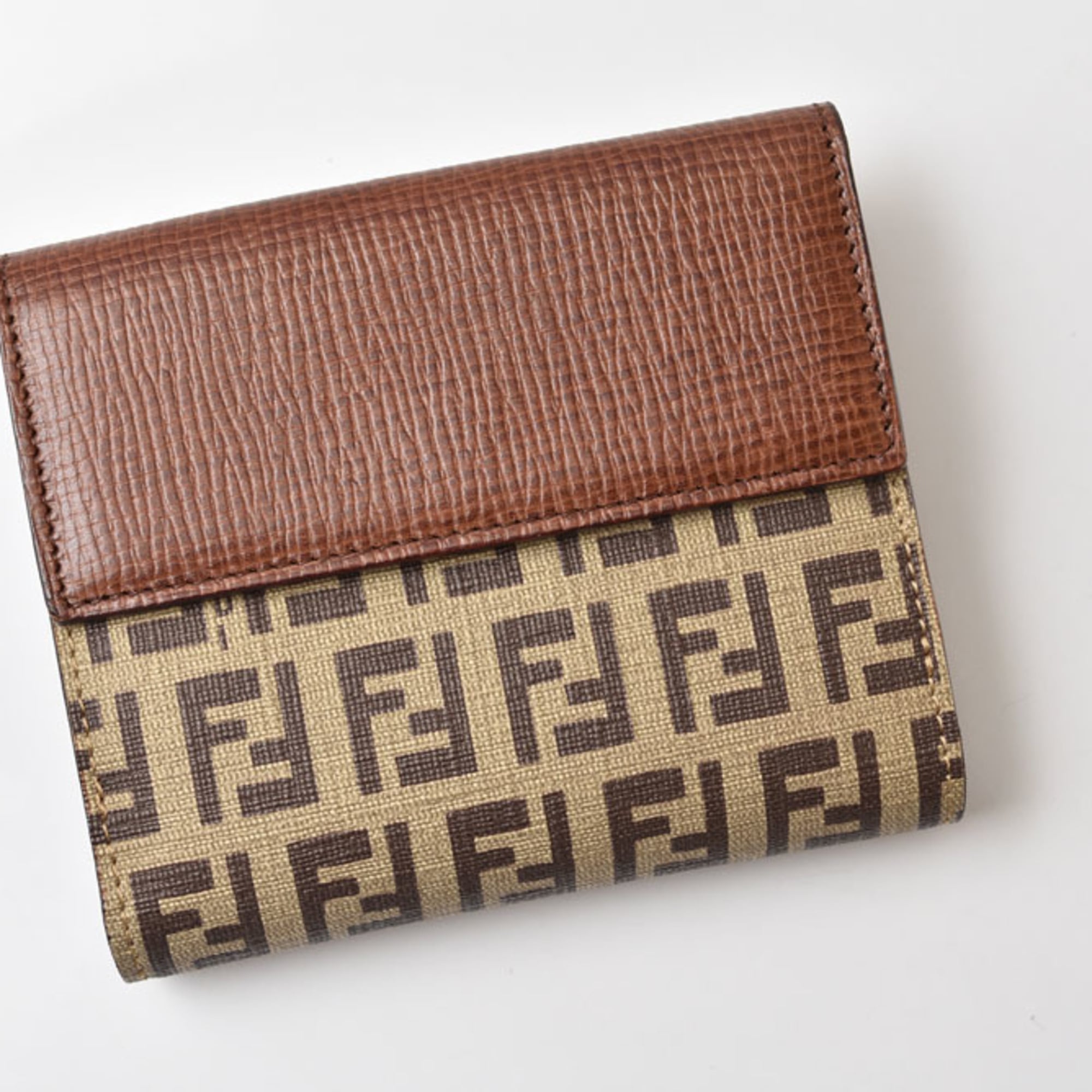 Fendi Beige Brown Brown Pvc Leather Wallet (Bi-Fold) (Pre-Owned)