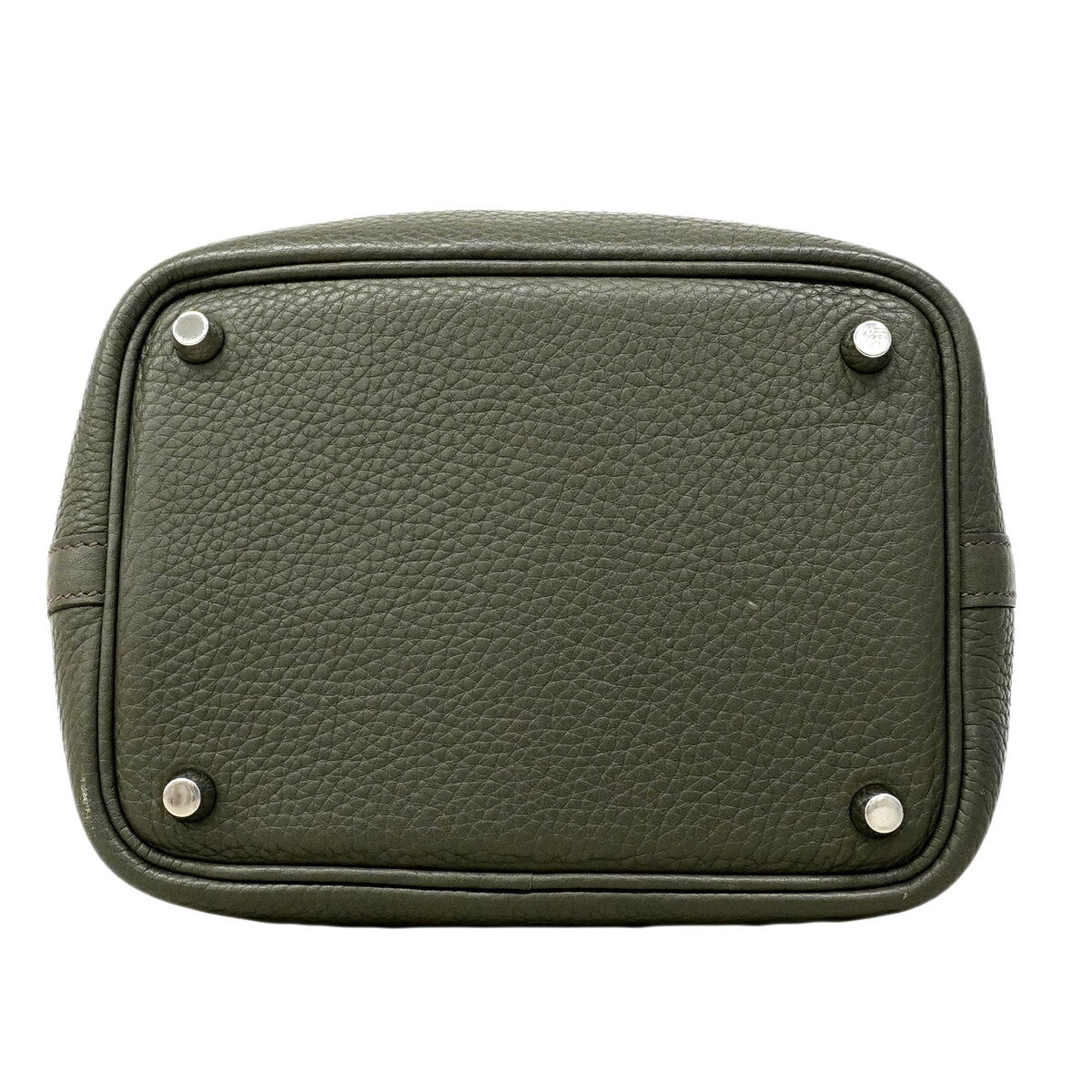 Hermes Olive Green Taurillon Clemence Leather Handbag (Pre-Owned)