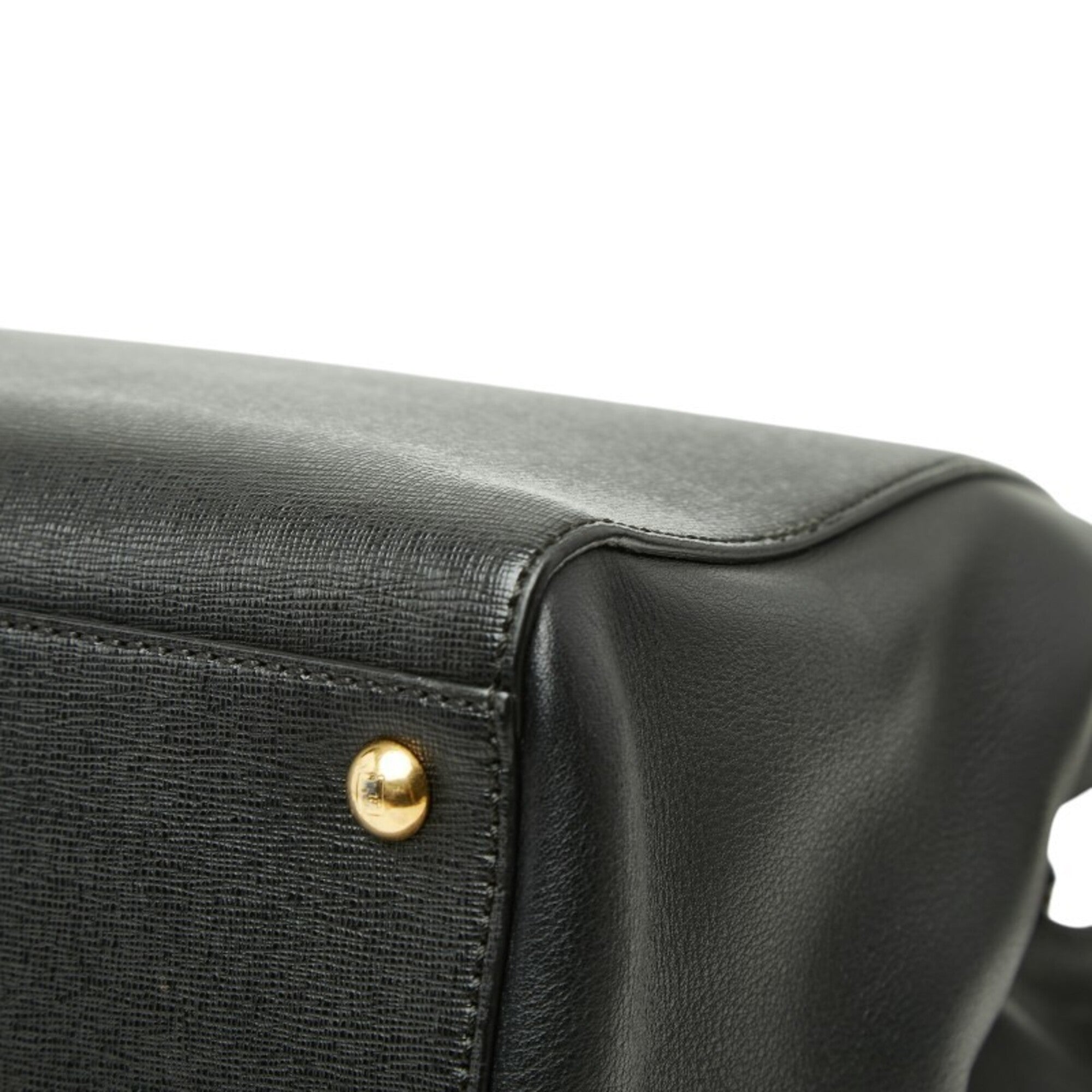 Fendi 2Jours Black Leather Handbag Shoulder Bag (Pre-Owned)
