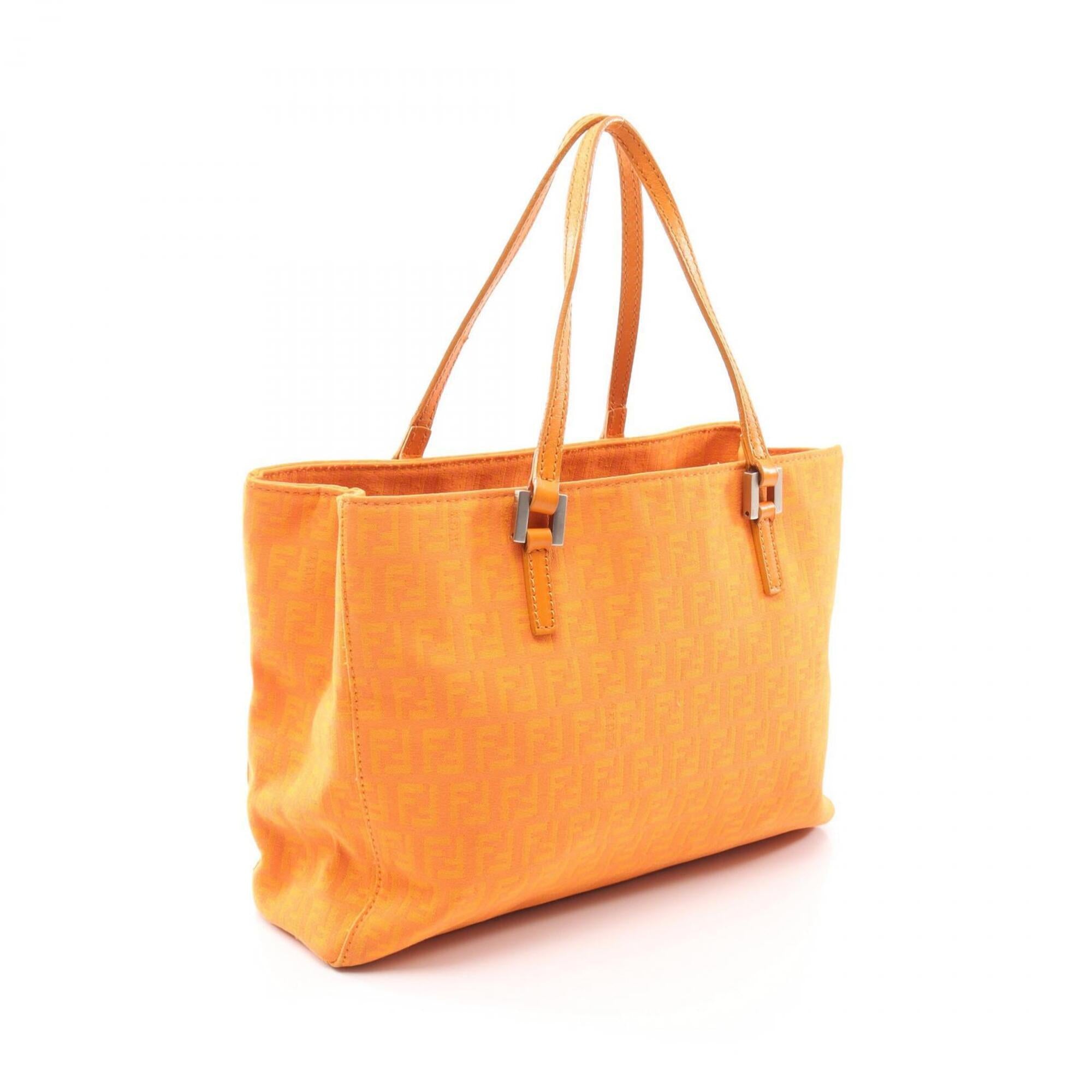 Fendi Orange Canvas Leather Handbag Tote Bag (Pre-Owned)