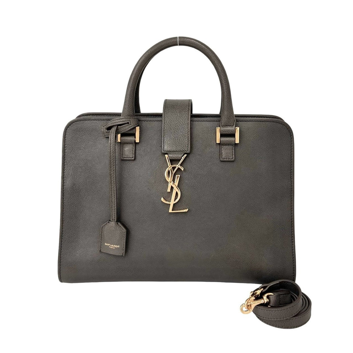 Yves Saint Laurent Gray Leather Handbag Shoulder Bag (Pre-Owned)