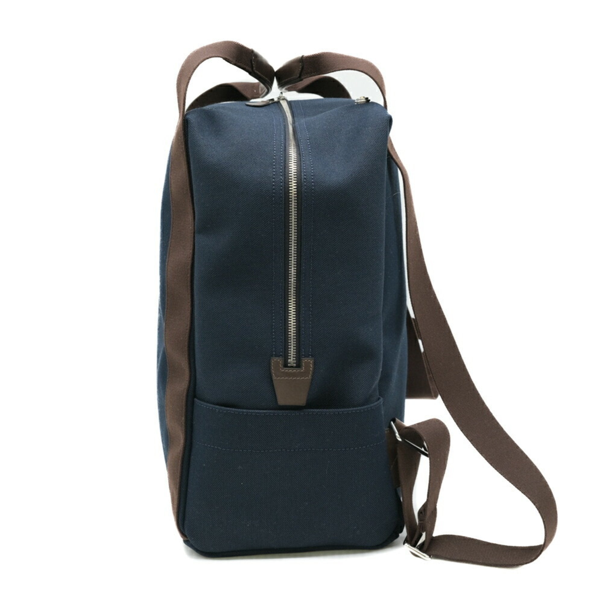 Hermes Navy Orange Canvas Backpack (Pre-Owned)