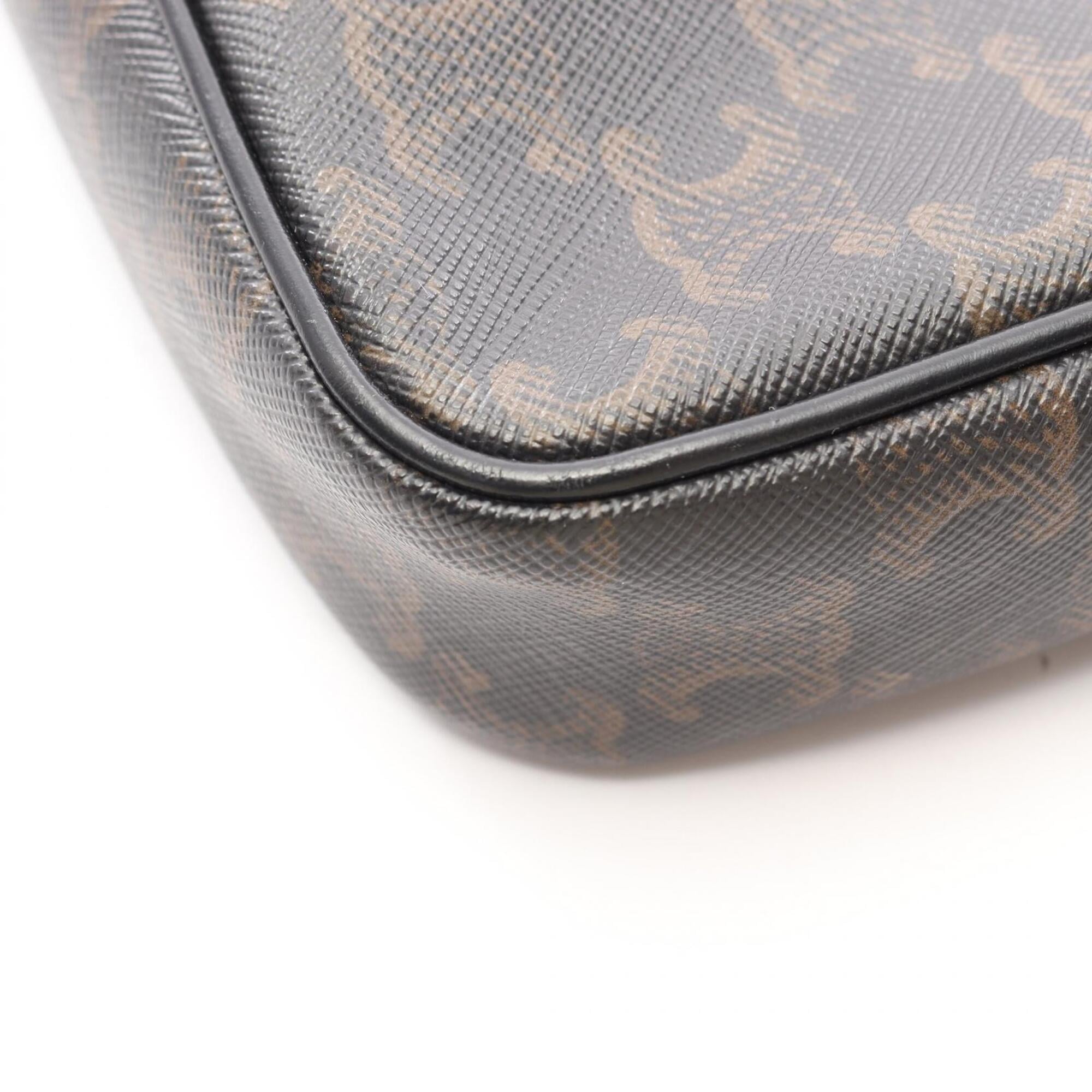 Celine Black Brown Coated Canvas Pvc Leather Handbag Messenger Bag Shoulder Bag (Pre-Owned)