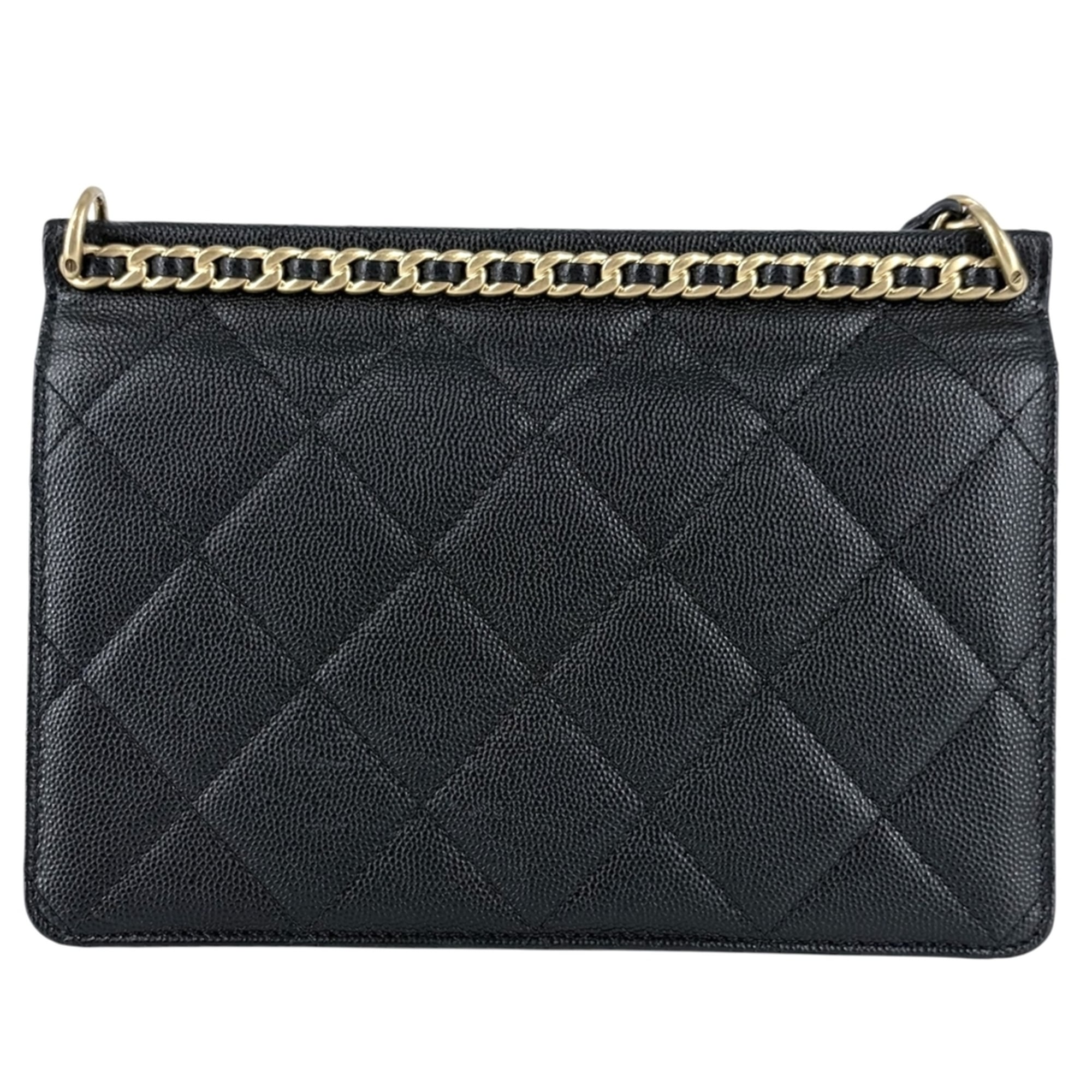 Chanel Black White Grained Calfskin Shoulder Bag (Pre-Owned)