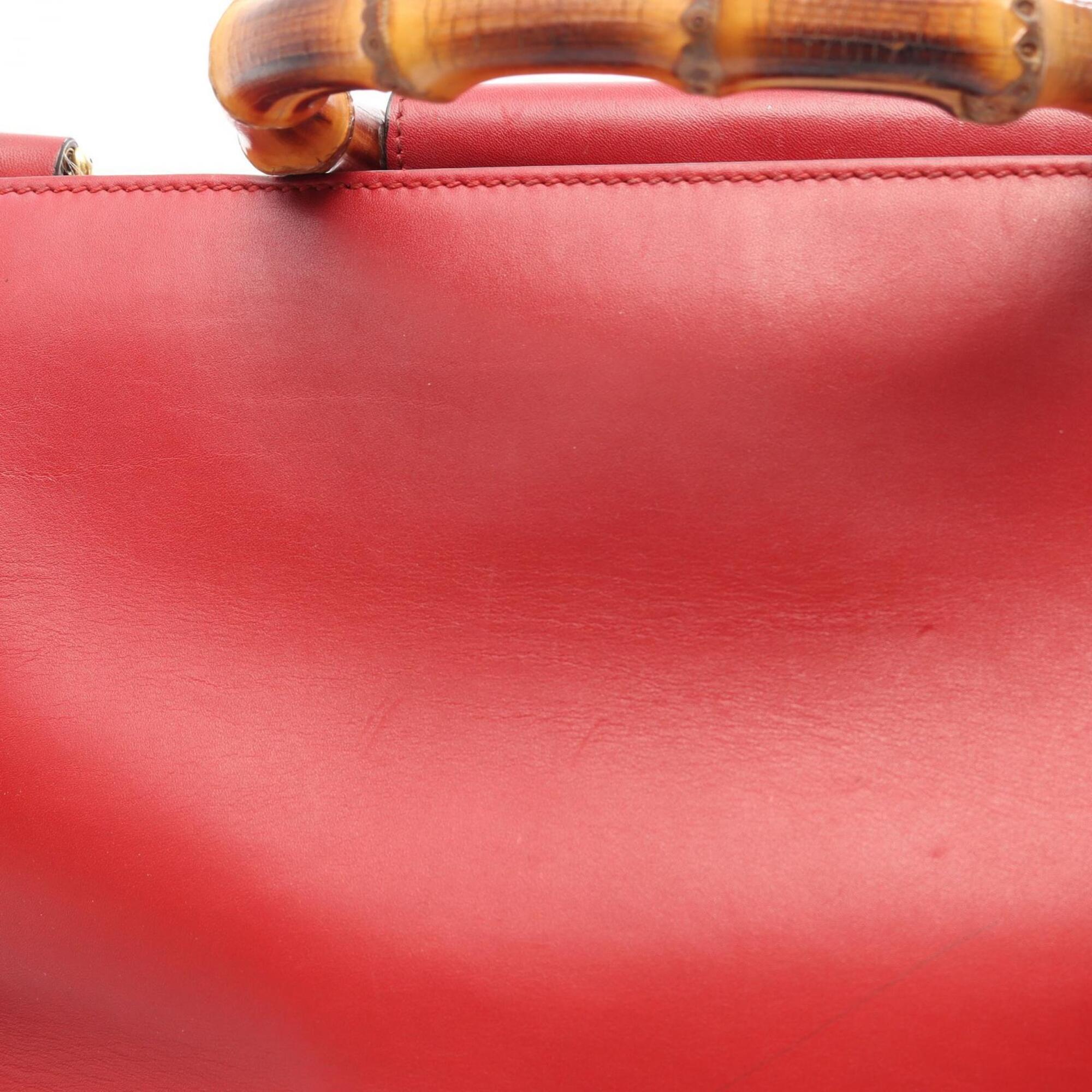 Gucci Red Color Leather Handbag (Pre-Owned)