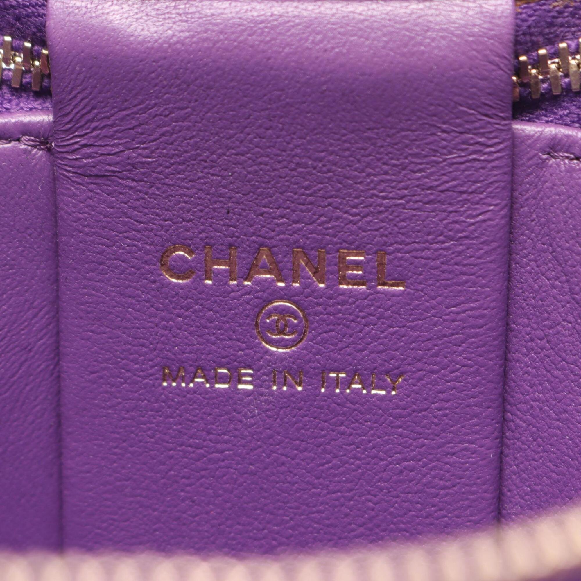 Chanel Purple Leather Handbag Shoulder Bag (Pre-Owned)