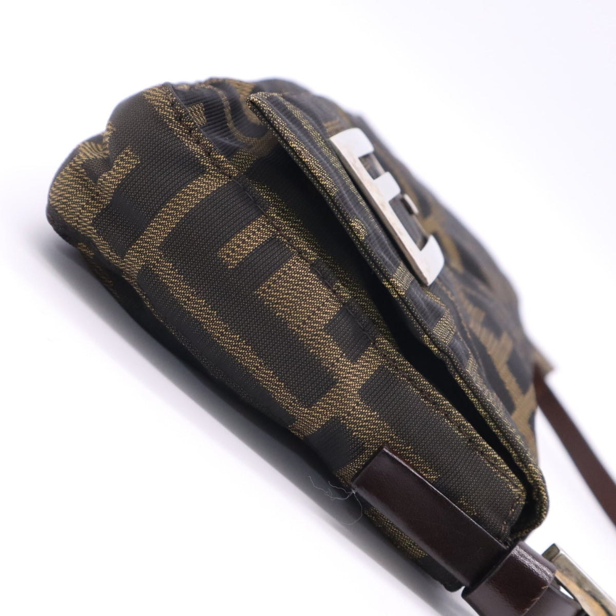 Fendi Zucca Brown Canvas Leather Shoulder Bag (Pre-Owned)