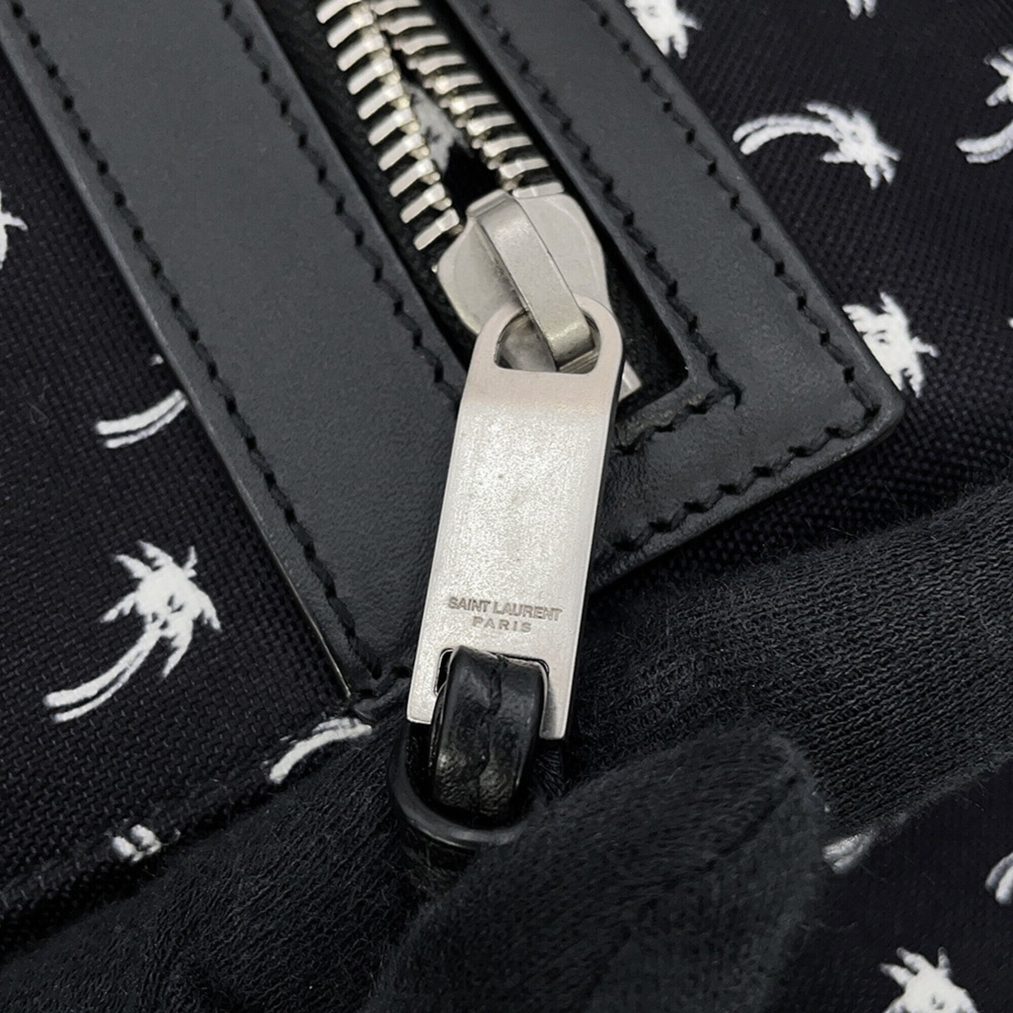 Yves Saint Laurent Black White Canvas Handbag Pouch Shoulder Bag (Pre-Owned)