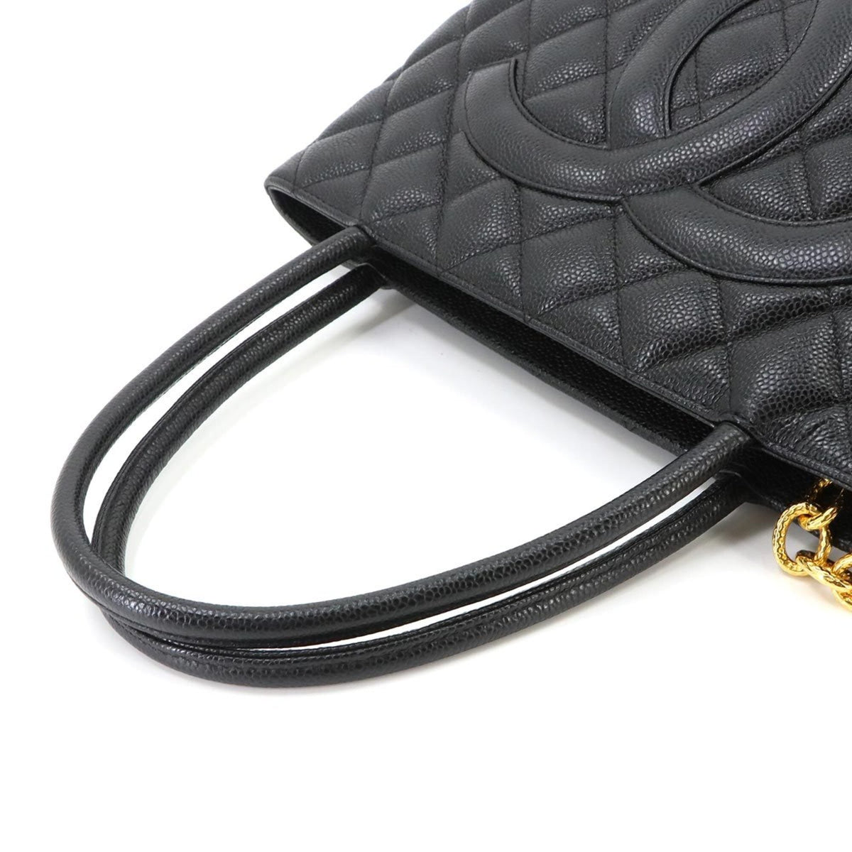 Chanel Black Grained Calfskin Handbag Tote Bag (Pre-Owned)