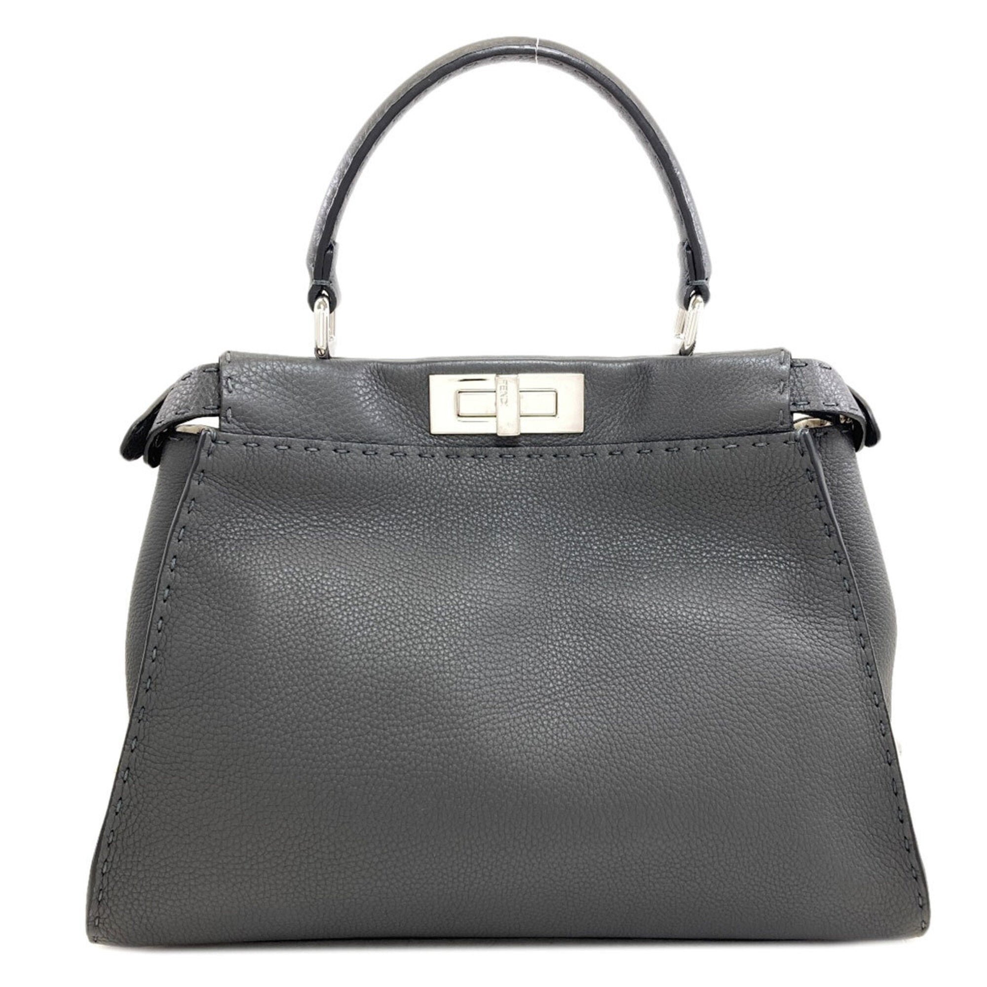 Fendi Gray Leather Handbag (Pre-Owned)
