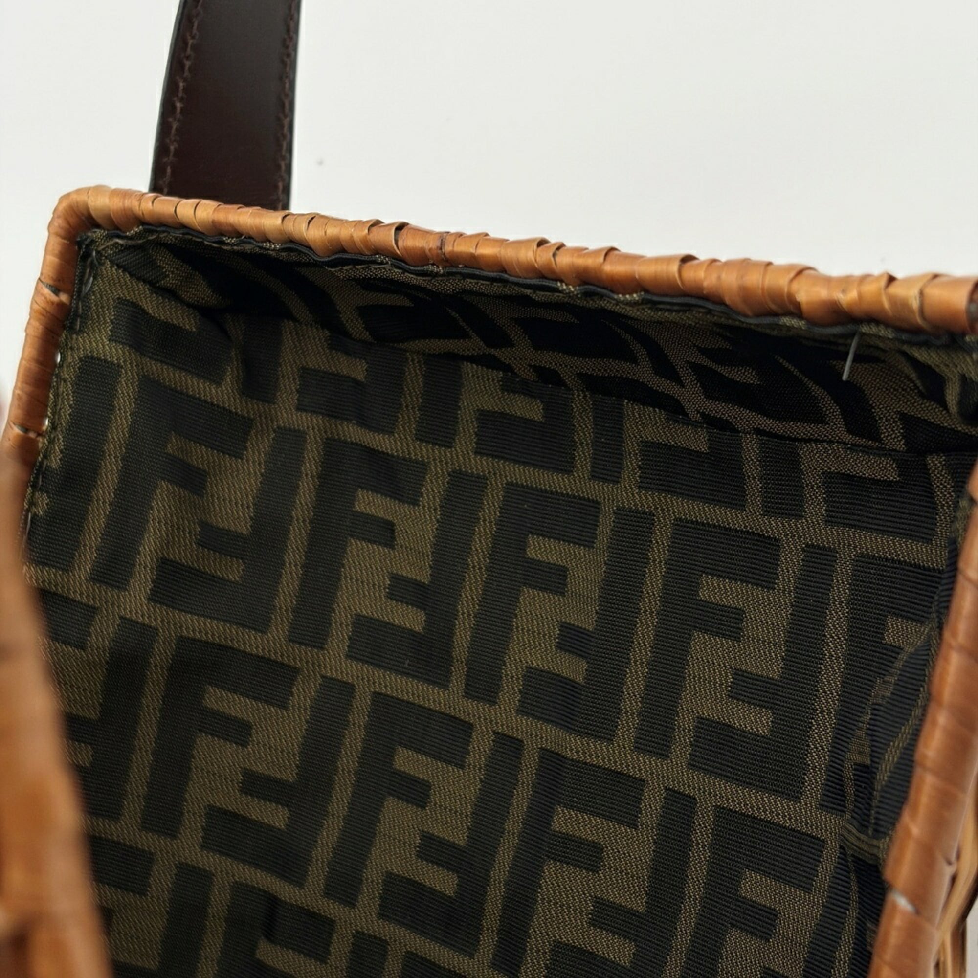 Fendi Brown Dark Brown Wisteria Vine Leather Basket (Pre-Owned)