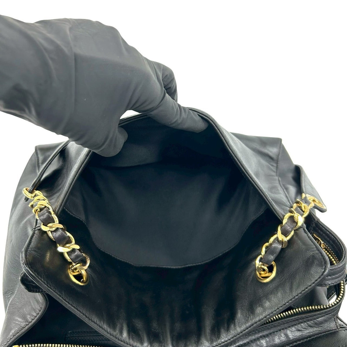Chanel Black Leather Shoulder Bag Tote Bag (Pre-Owned)