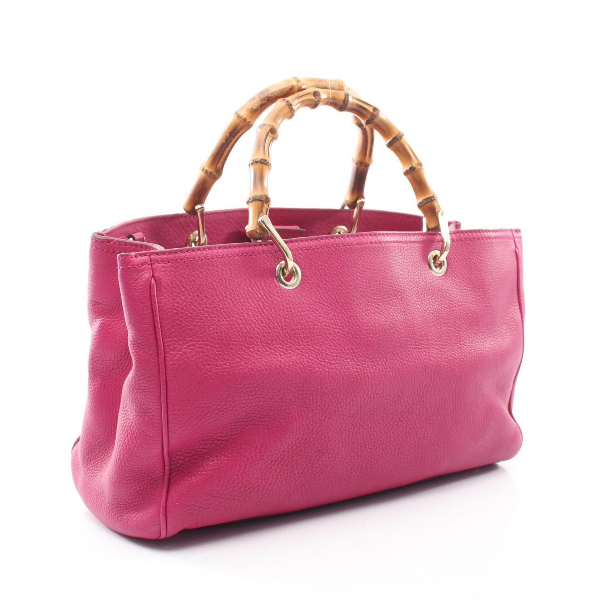Gucci Pink Leather Handbag Tote Bag (Pre-Owned)