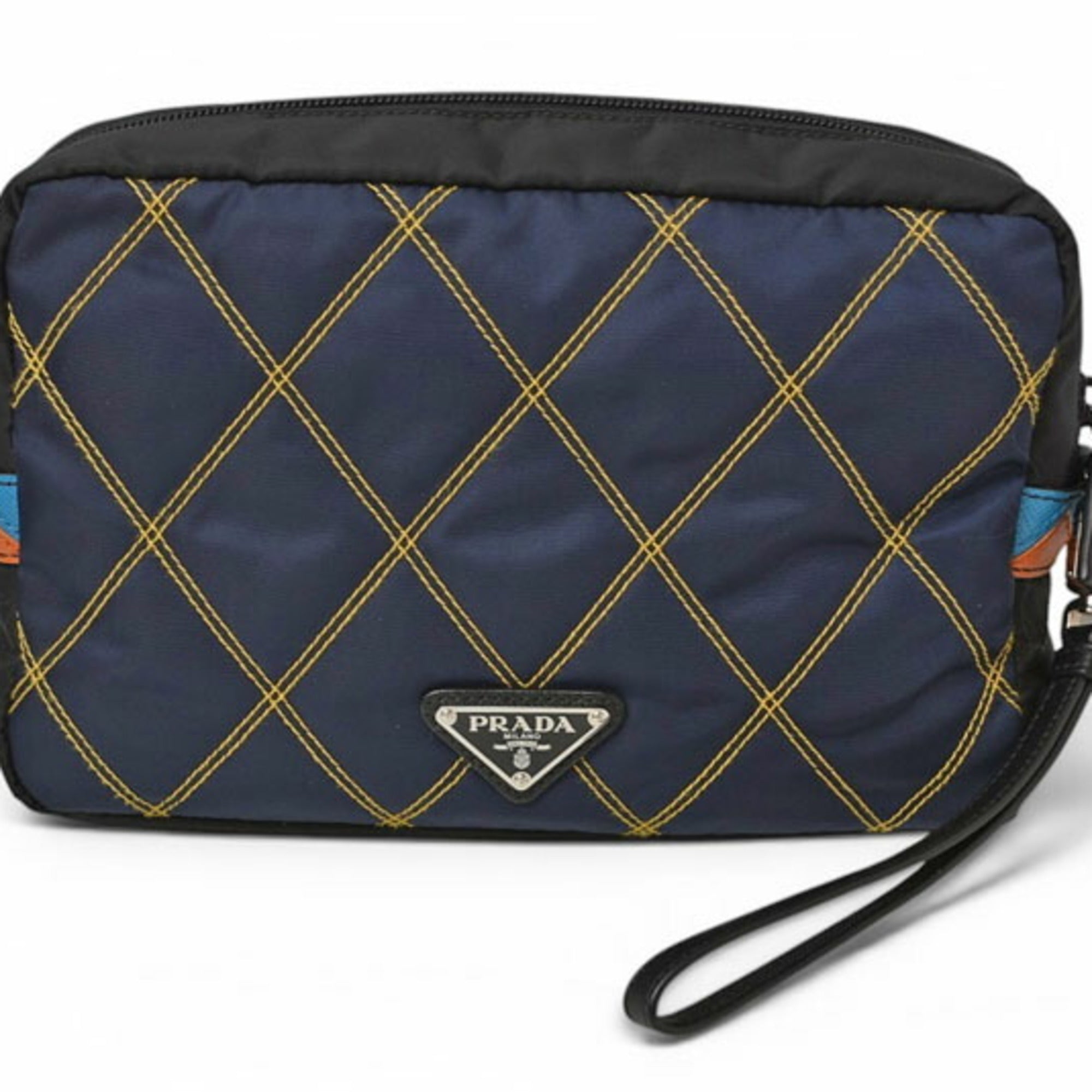 Prada Navy Black Nylon Clutch Bag (Pre-Owned)