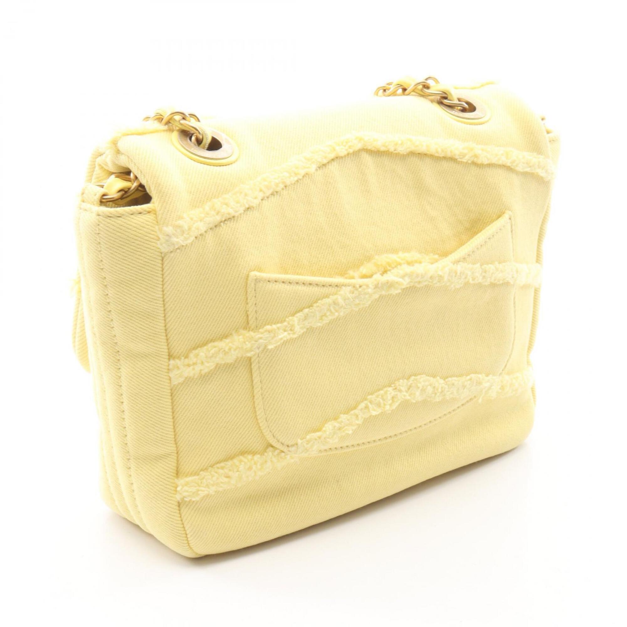 Chanel Yellow Denim Handbag Shoulder Bag (Pre-Owned)