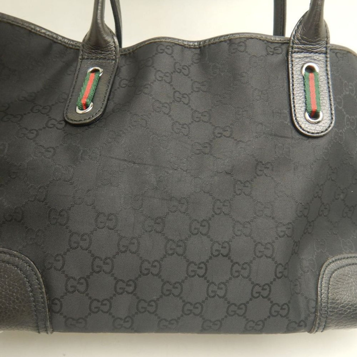 Gucci Black Nylon Canvas Leather Tote Bag (Pre-Owned)