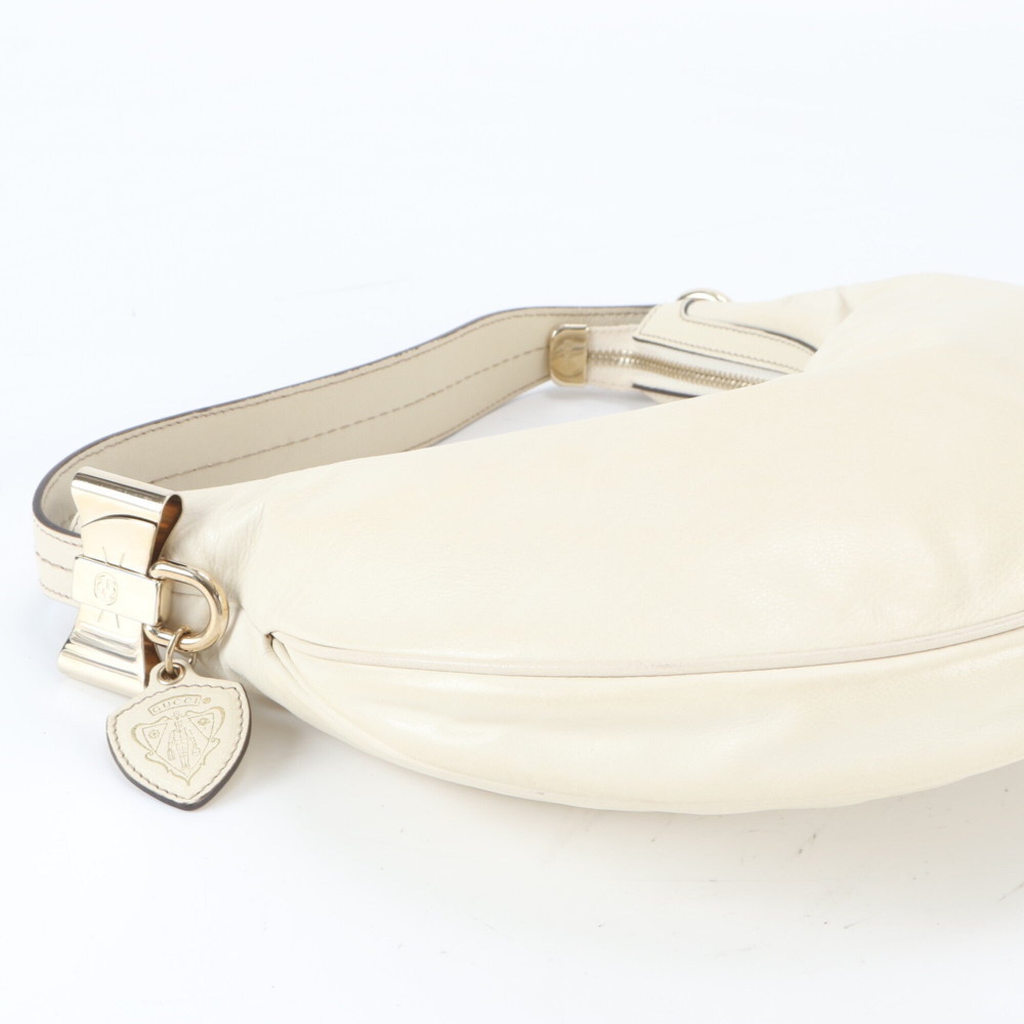 Gucci Off-White Leather Handbag Shoulder Bag Tote Bag (Pre-Owned)