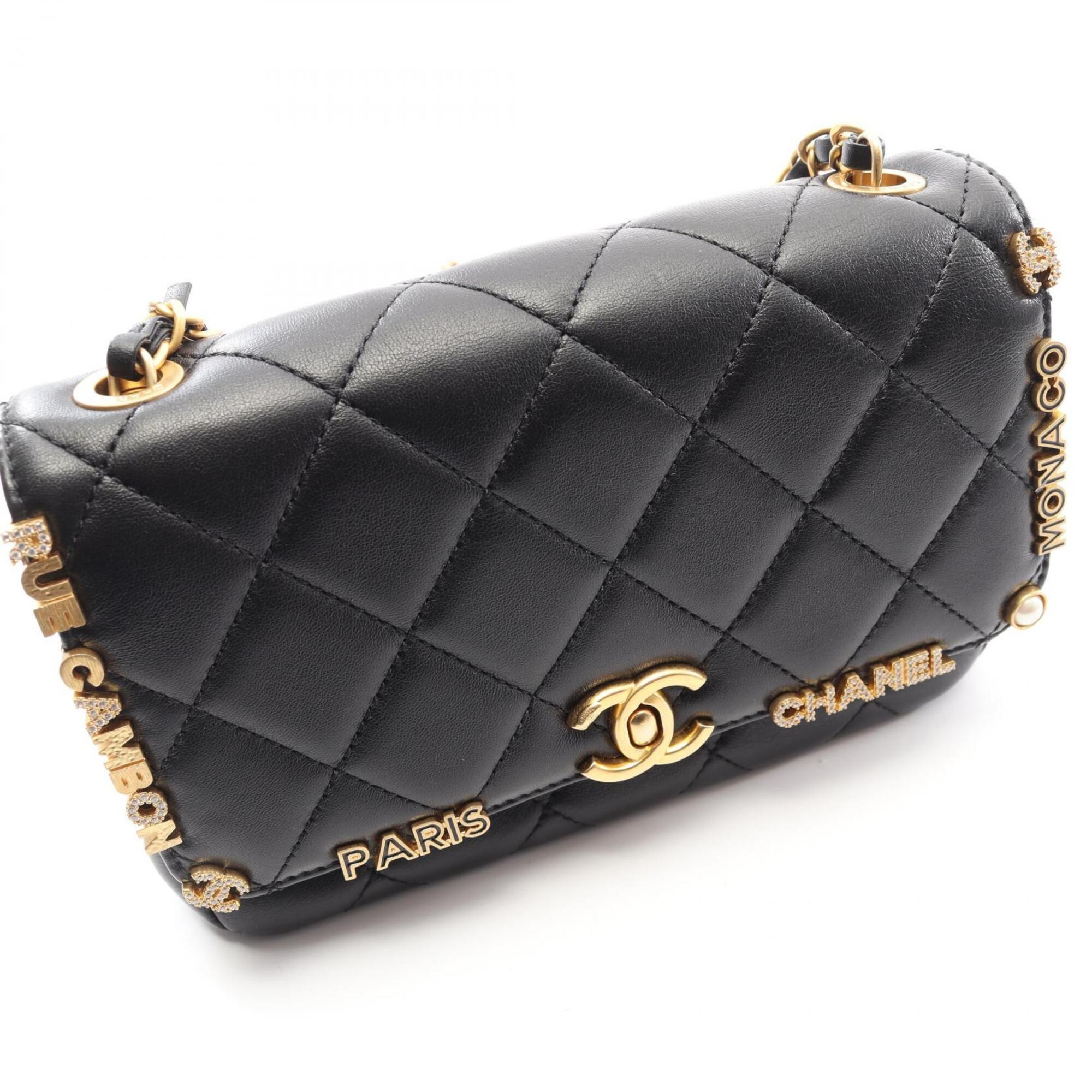 Chanel Black Leather Handbag Shoulder Bag (Pre-Owned)