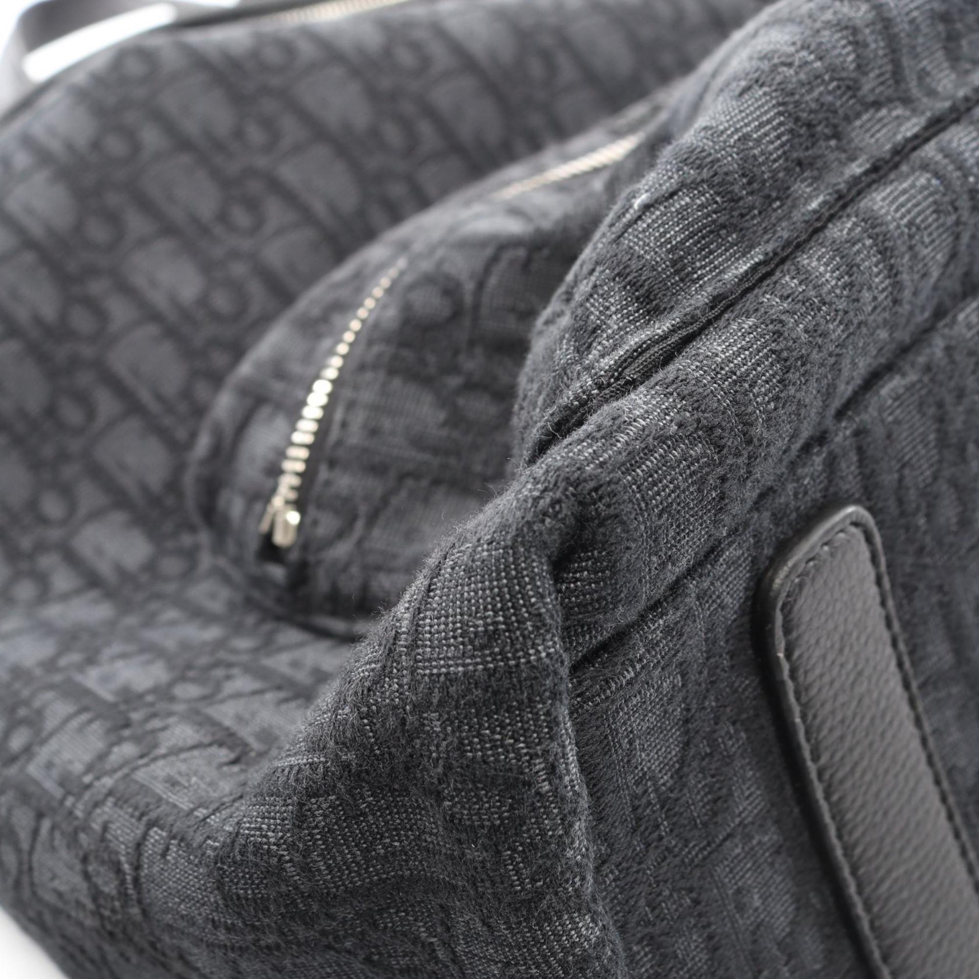 Christian Dior Black Canvas Leather Backpack Handbag (Pre-Owned)
