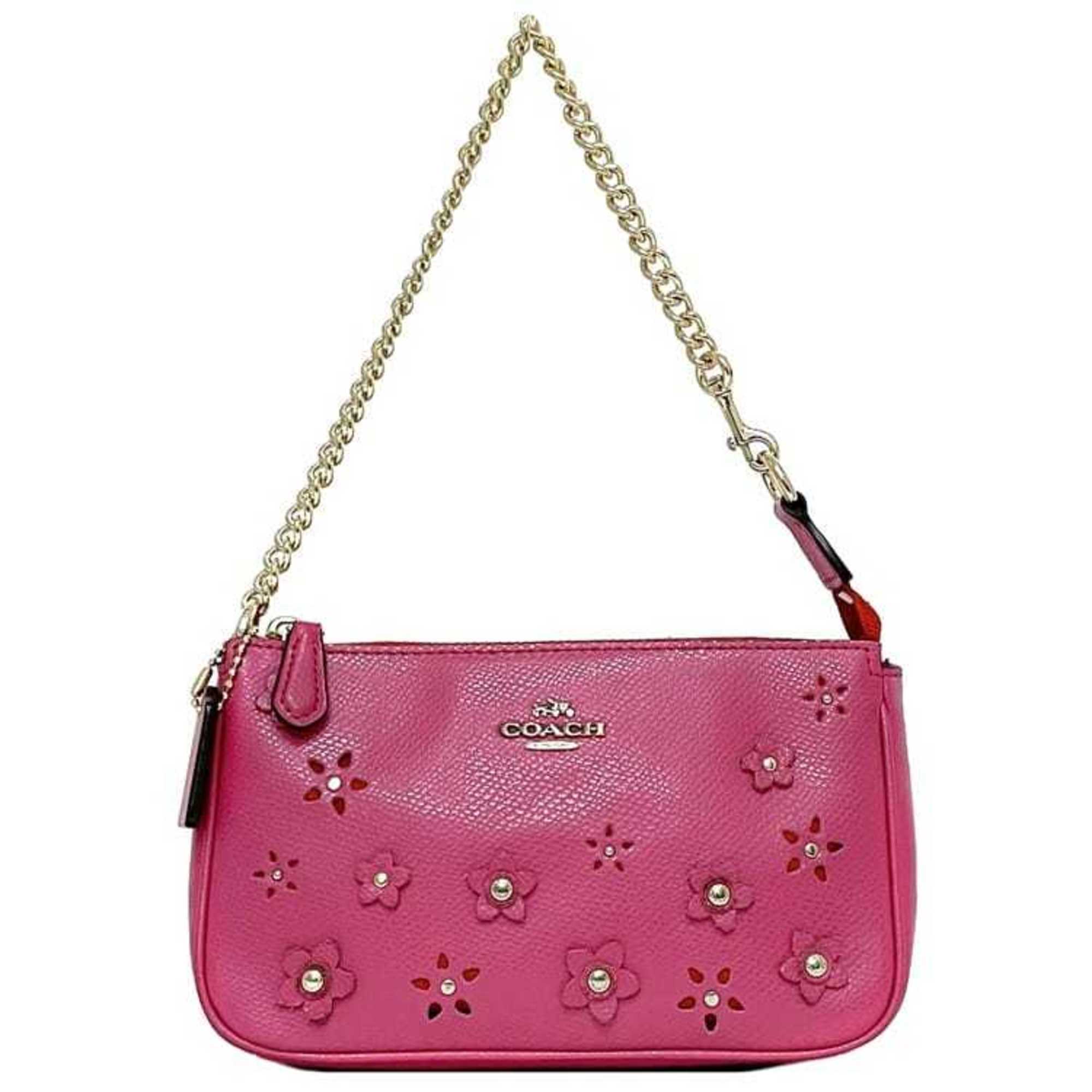 Coach Pink Pvc Leather Pouch (Pre-Owned)