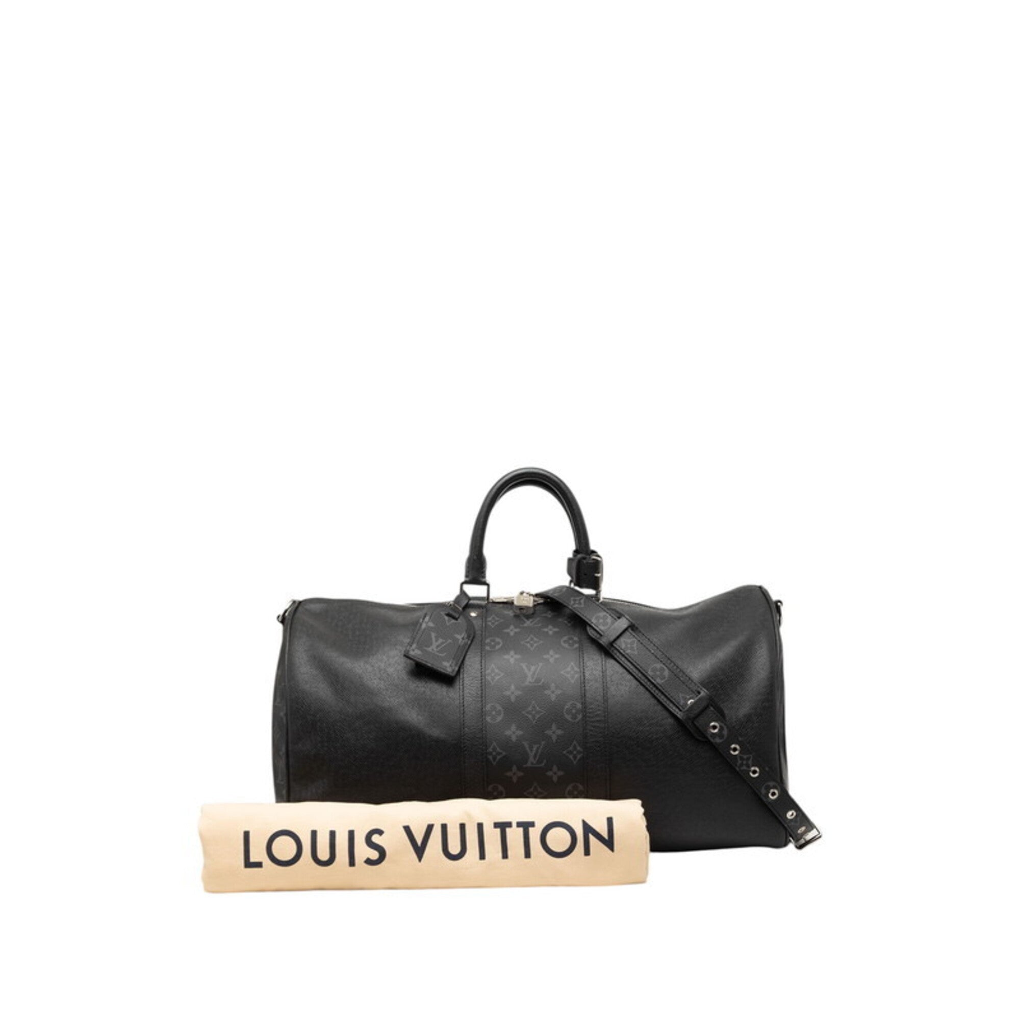 Louis Vuitton Taigarama Black Gray Noir Pvc Leather Boston Bag Shoulder Bag (Pre-Owned)