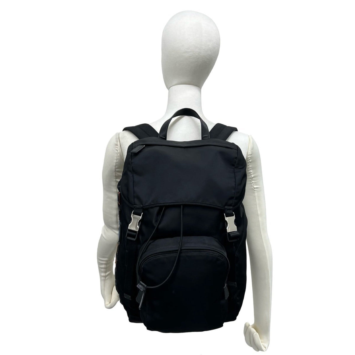 Prada Black Nylon Leather Backpack (Pre-Owned)
