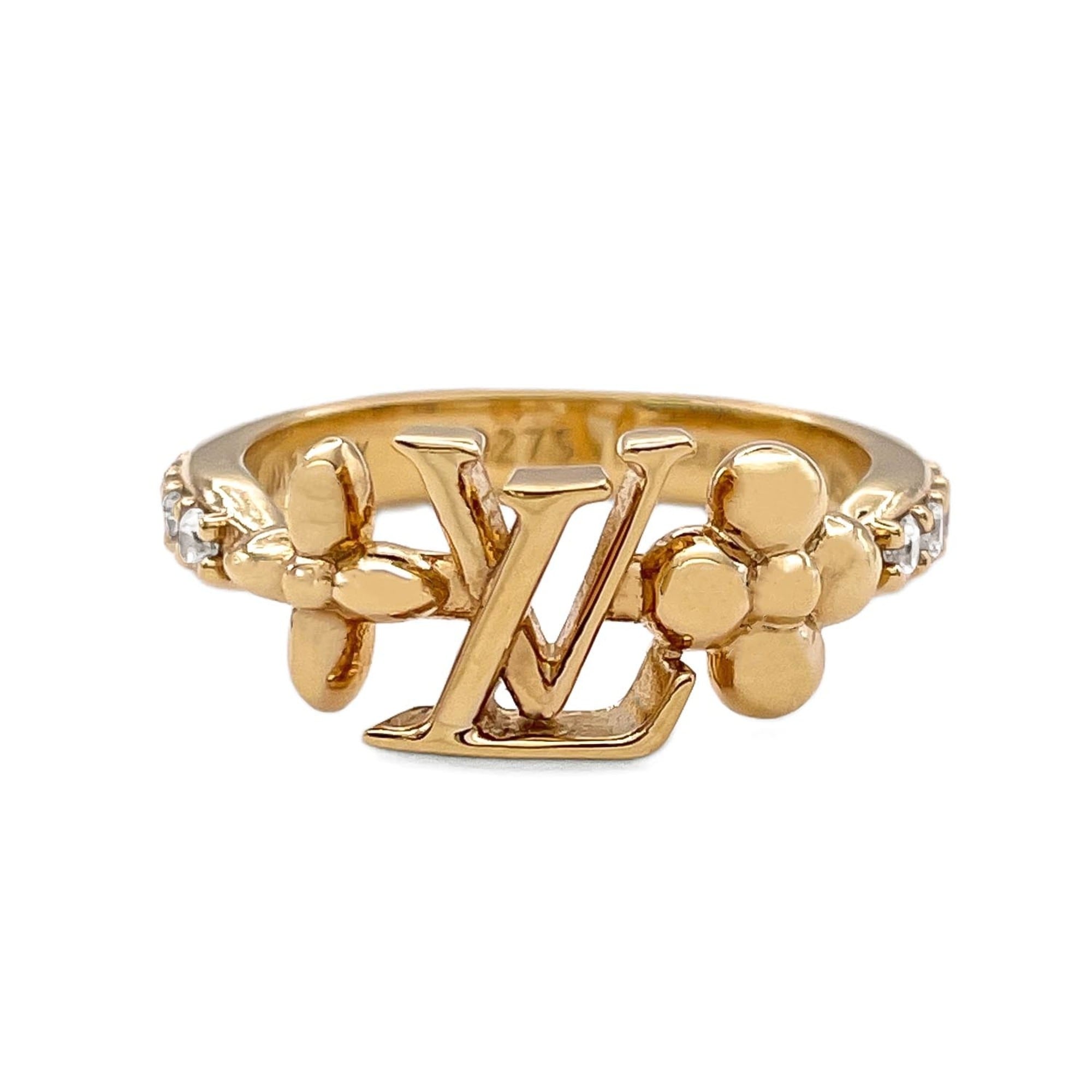 Louis Vuitton Metal Rhinestone Band Ring (Pre-Owned)