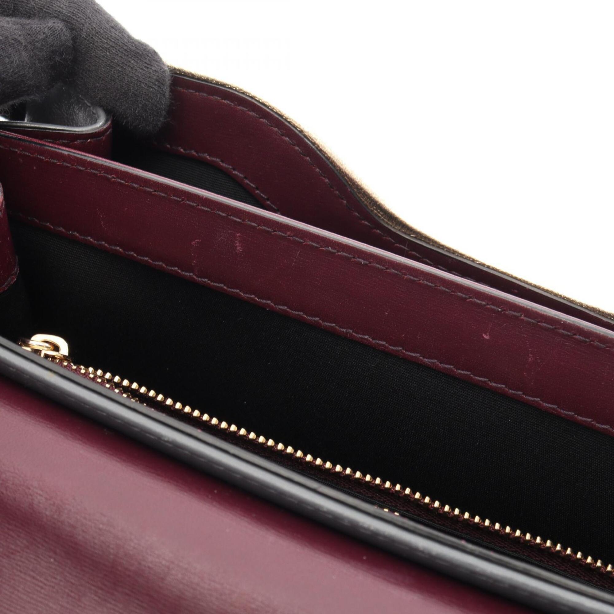 Bvlgari Bordeaux Gray Leather Handbag Shoulder Bag (Pre-Owned)