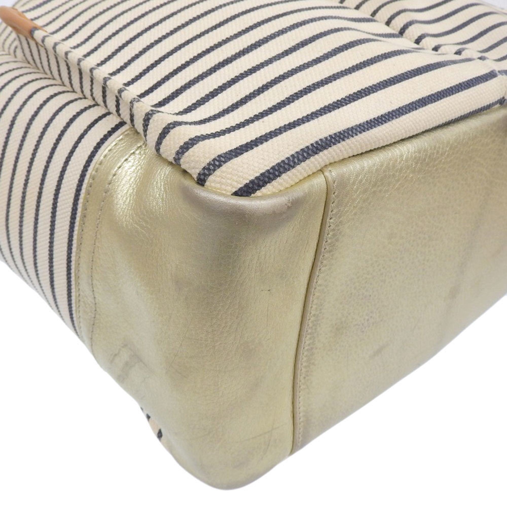 Tory Burch Navy White Canvas Handbag Tote Bag (Pre-Owned)
