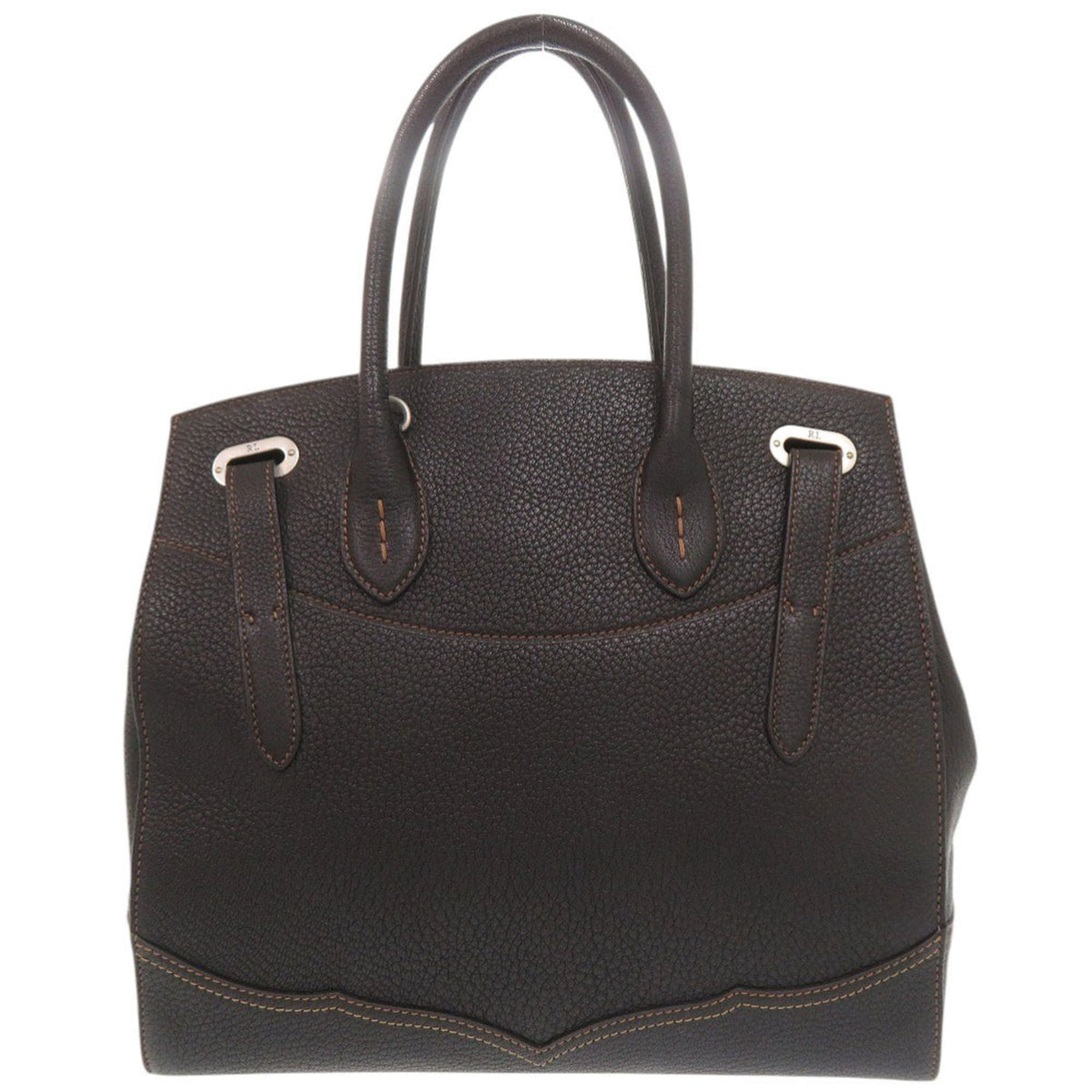 Ralph Lauren Ricky Black Brown Leather Handbag Shoulder Bag (Pre-Owned)