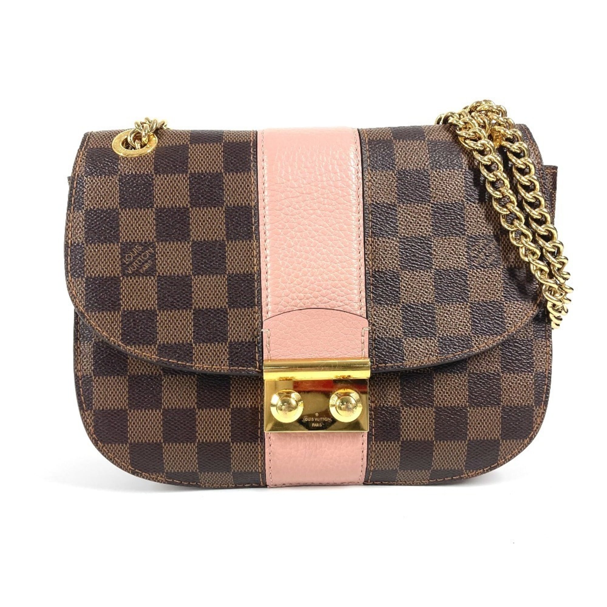 Louis Vuitton Brown Pink Damier Canvas Pochette Shoulder Bag (Pre-Owned)