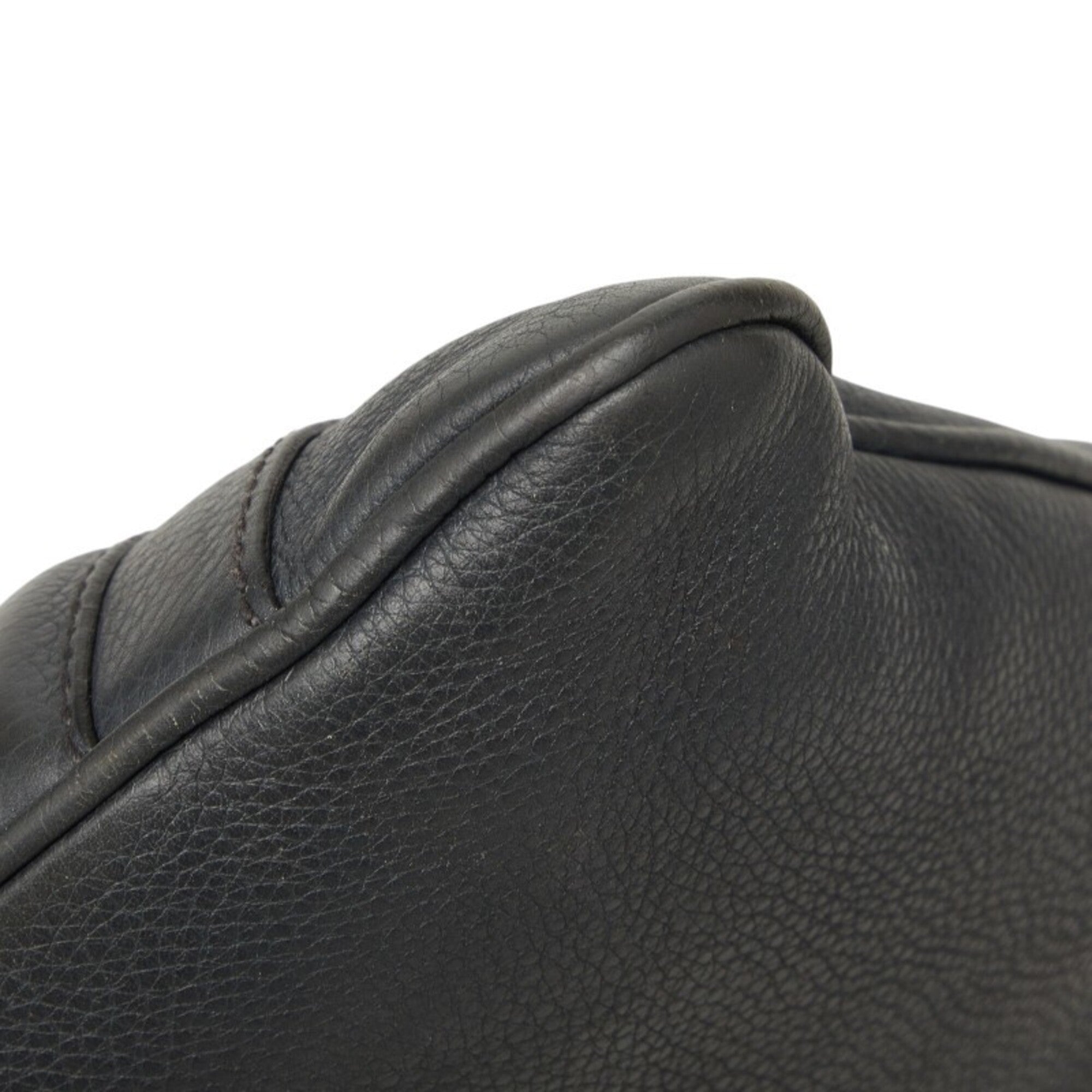 Gucci Black Gray Leather Shoulder Bag (Pre-Owned)