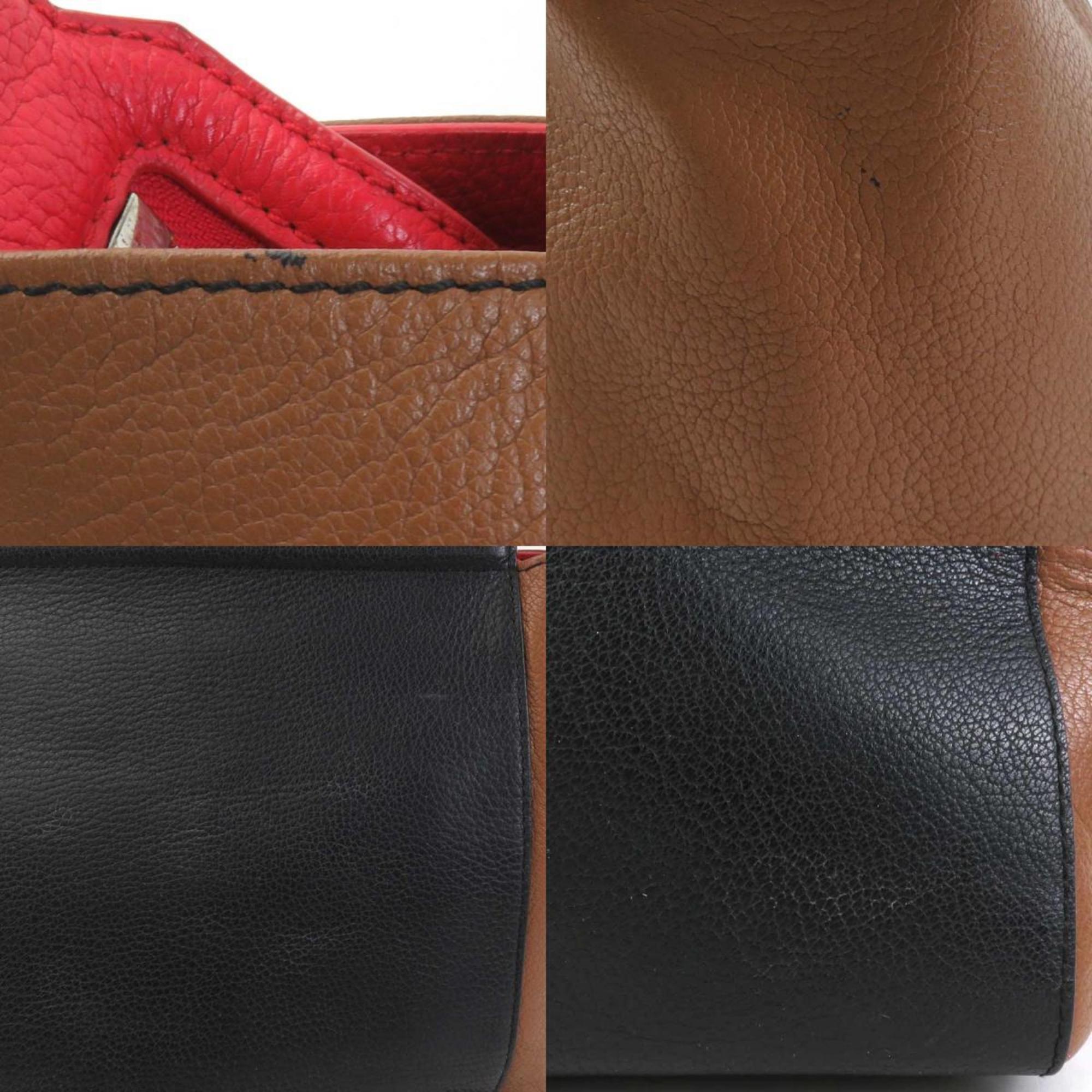 Givenchy Black Brown Red Color Leather Handbag Shoulder Bag (Pre-Owned)