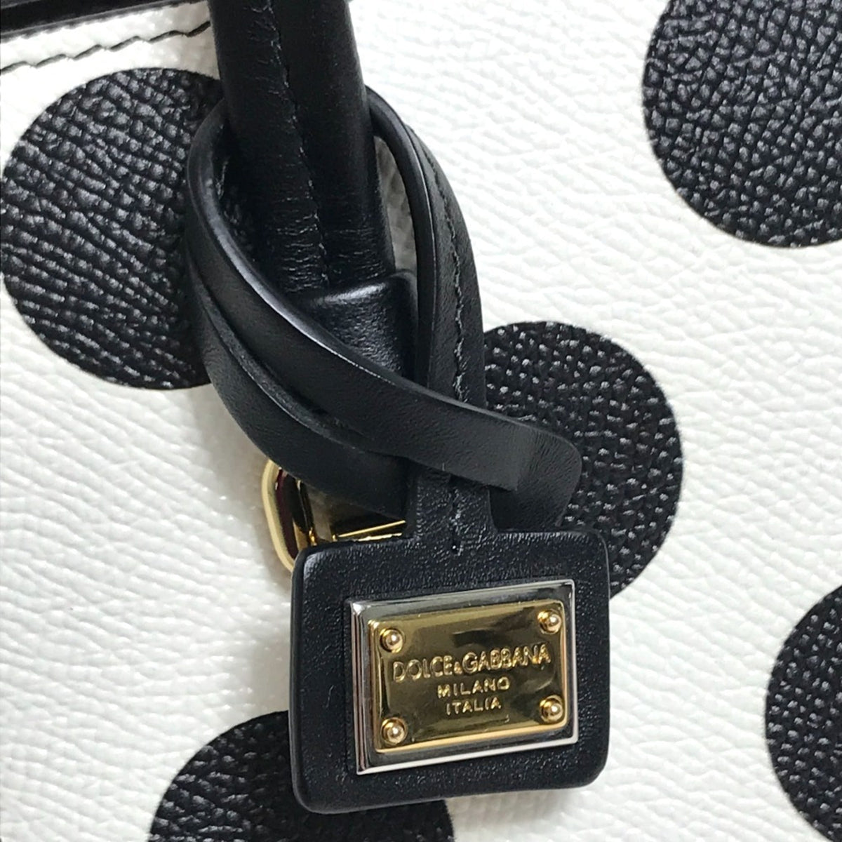 Dolce & Gabbana Black Red Color White Leather Handbag Shoulder Bag (Pre-Owned)
