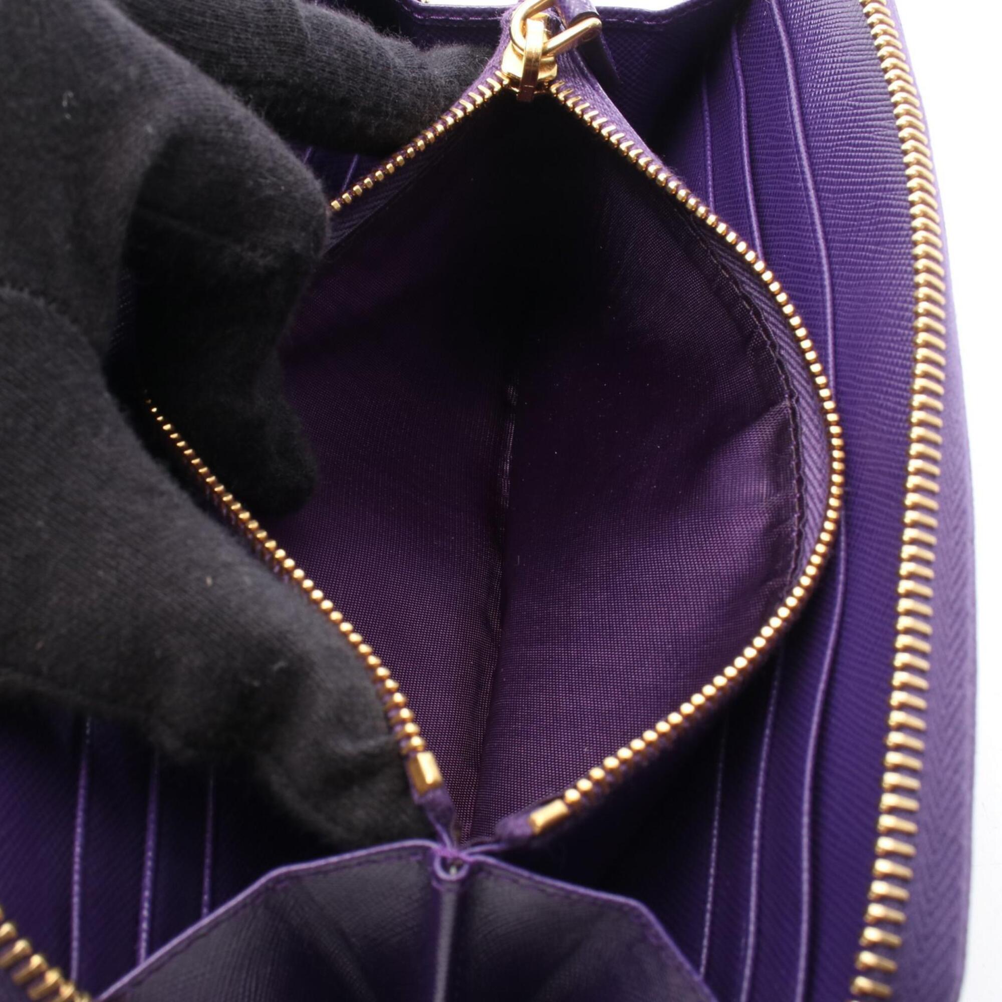 Prada Purple Leather Long Wallet (Bi-Fold) (Pre-Owned)