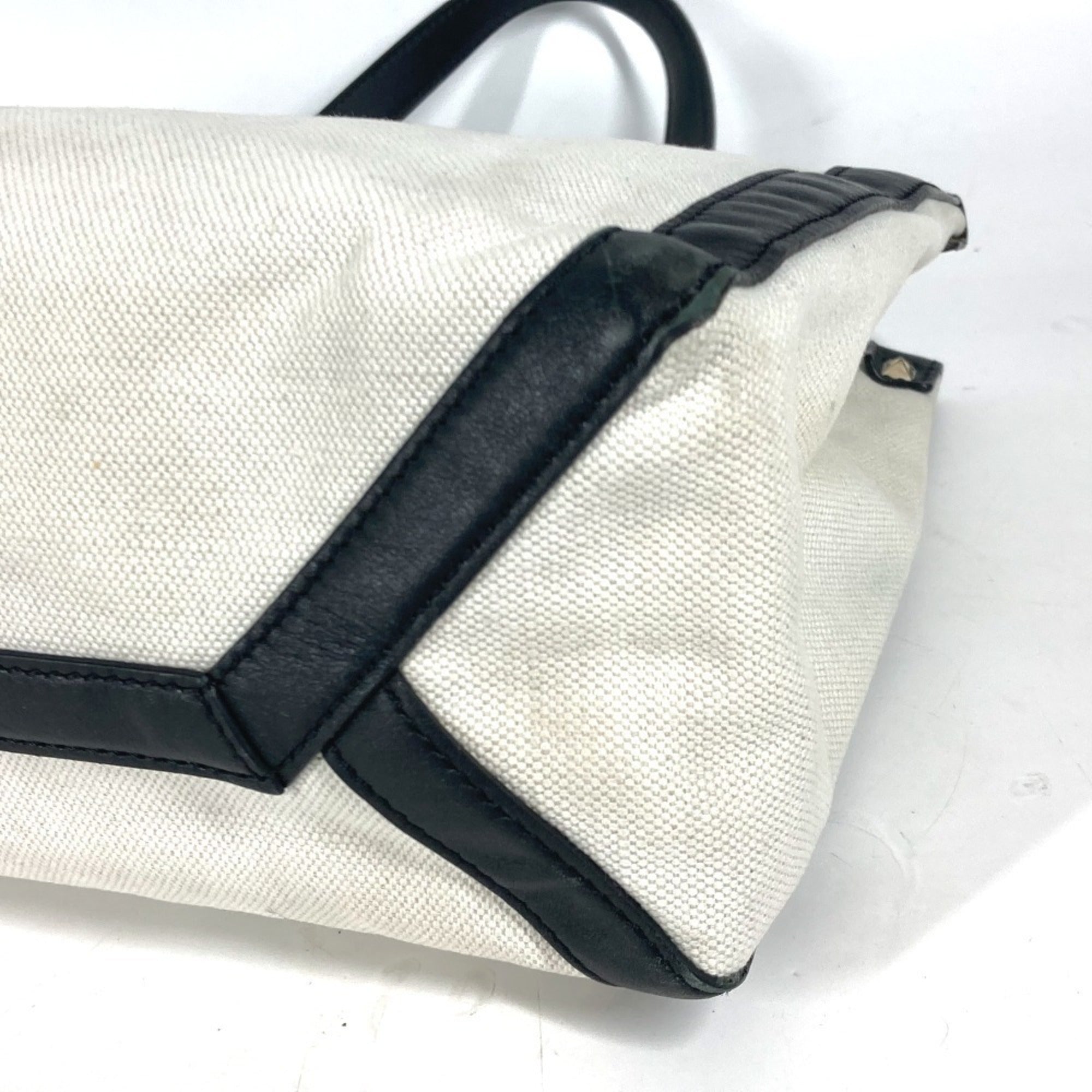 Valentino Black White Canvas Shoulder Bag Tote Bag (Pre-Owned)