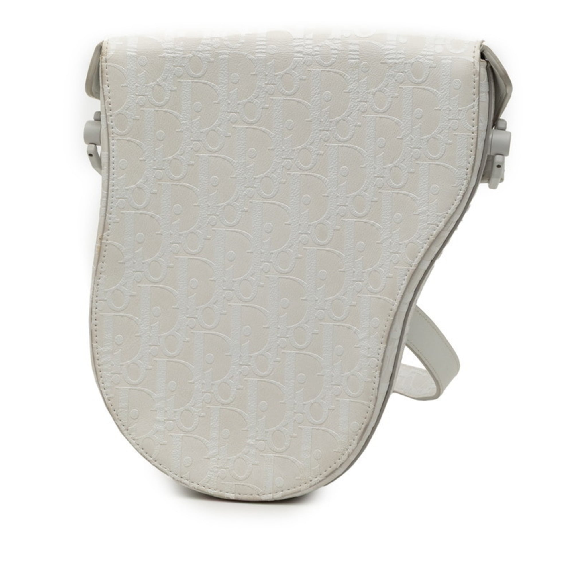 Christian Dior White Leather Saddle Bag Shoulder Bag (Pre-Owned)