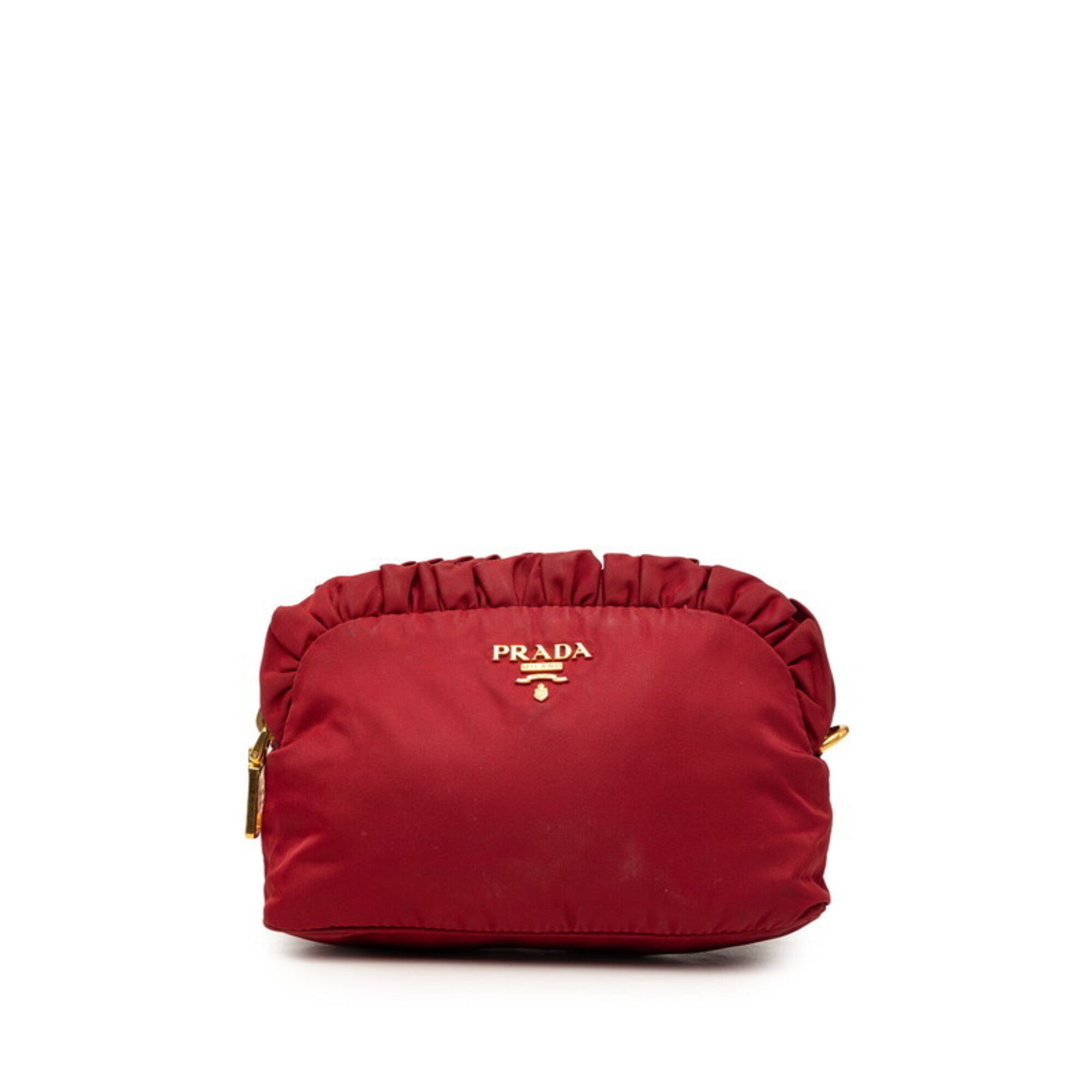 Prada Red Color Wine Nylon Handbag Pouch (Pre-Owned)