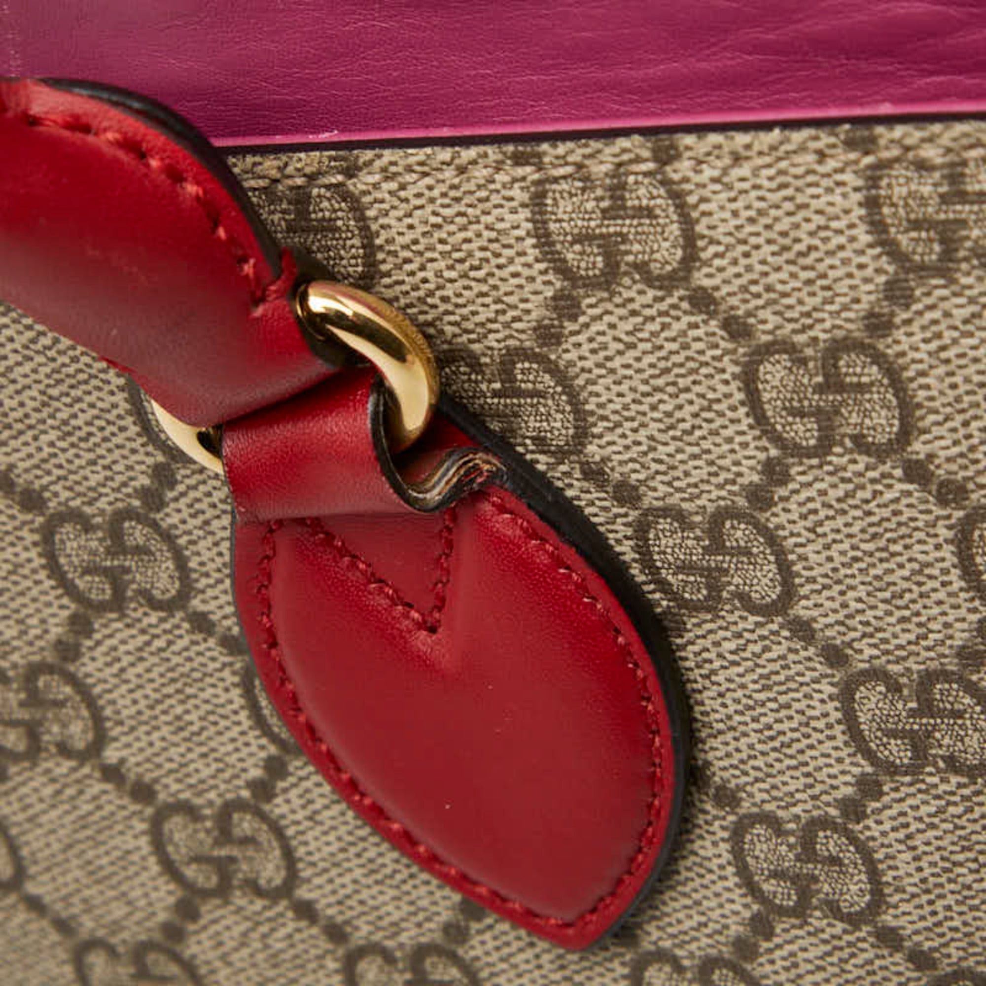 Gucci Beige Pink Red Color Pvc Leather Handbag Shoulder Bag (Pre-Owned)