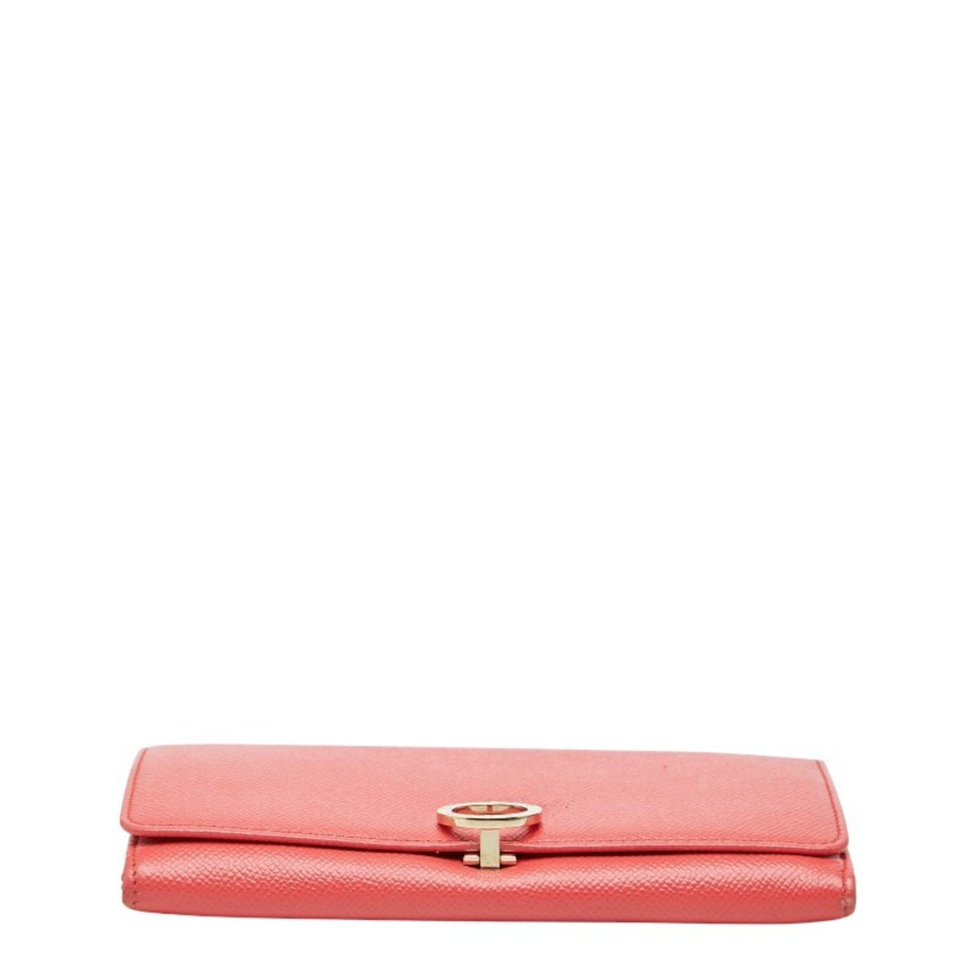 Bvlgari Pink Leather Long Wallet (Bi-Fold) (Pre-Owned)