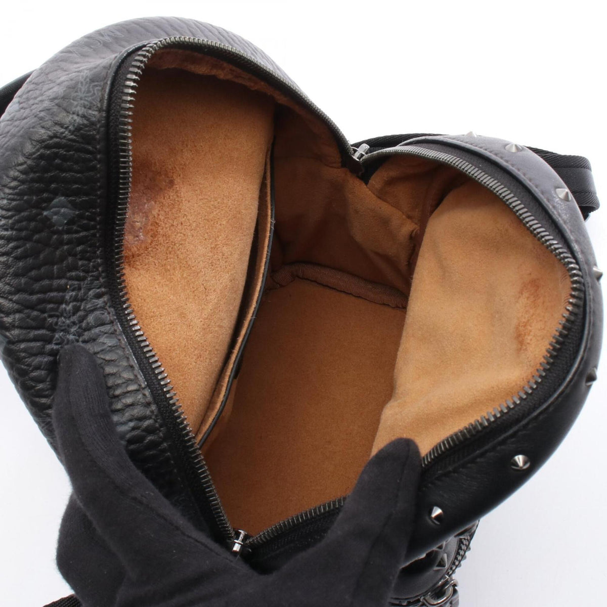 Mcm Black Coated Canvas Leather Backpack Handbag (Pre-Owned)