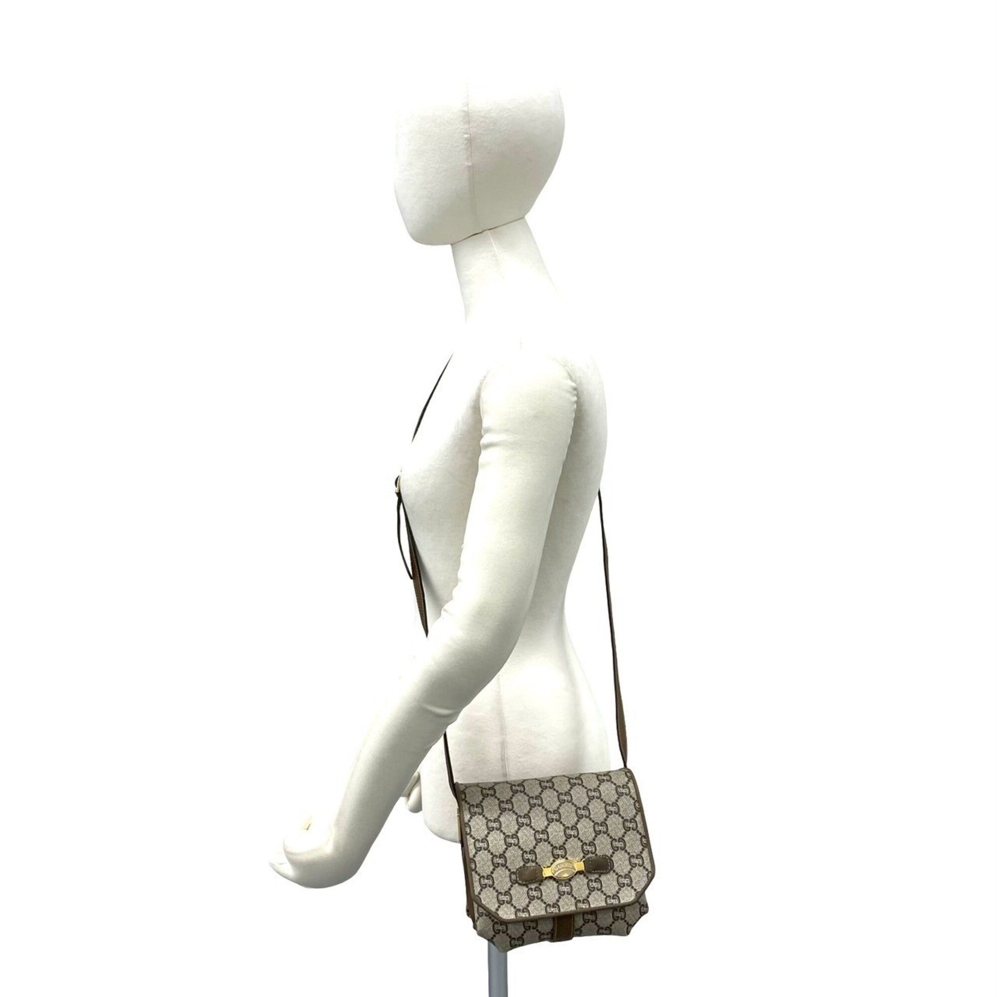 Gucci Brown Leather Pvc Pochette Shoulder Bag (Pre-Owned)