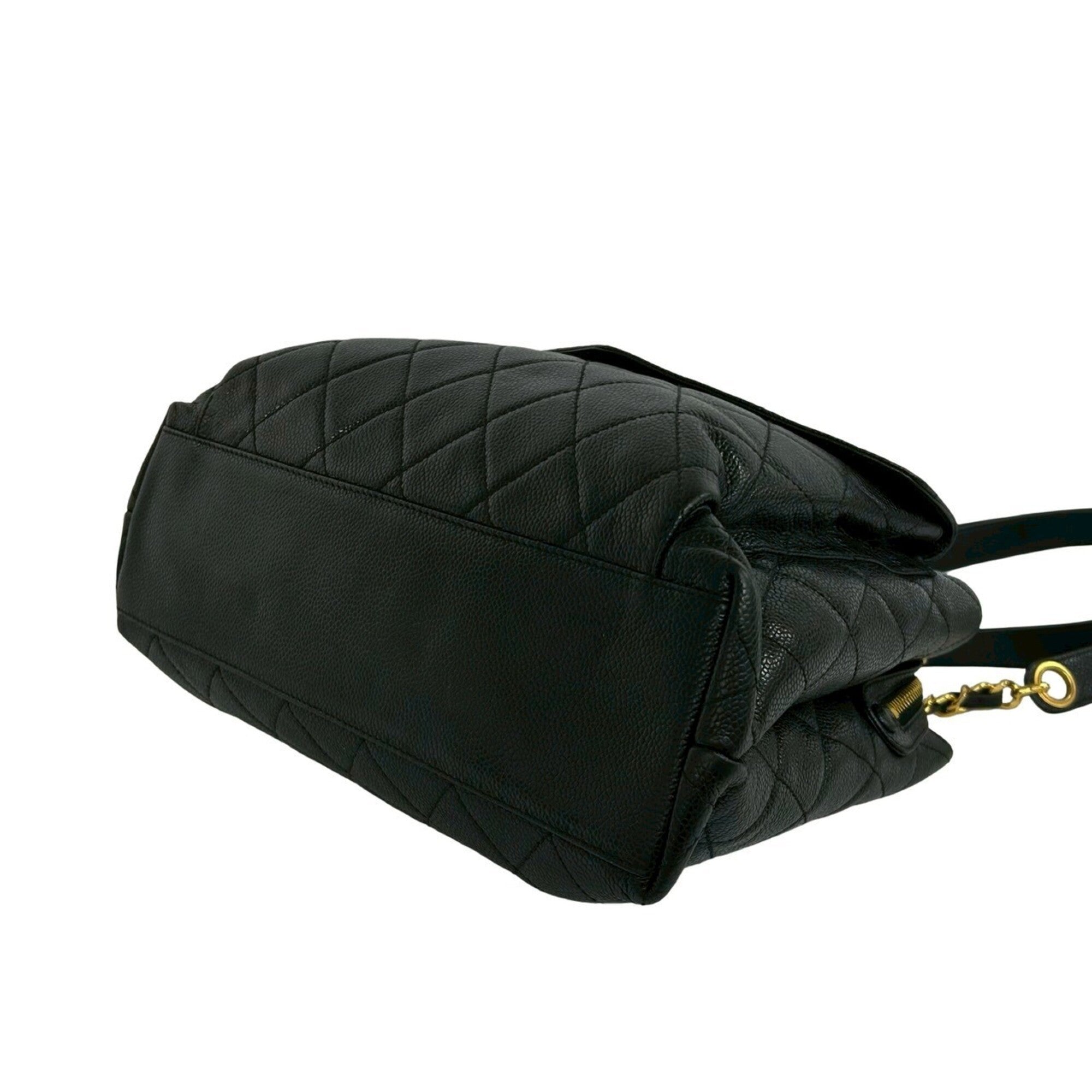 Chanel Black Grained Calfskin Shoulder Bag Tote Bag (Pre-Owned)
