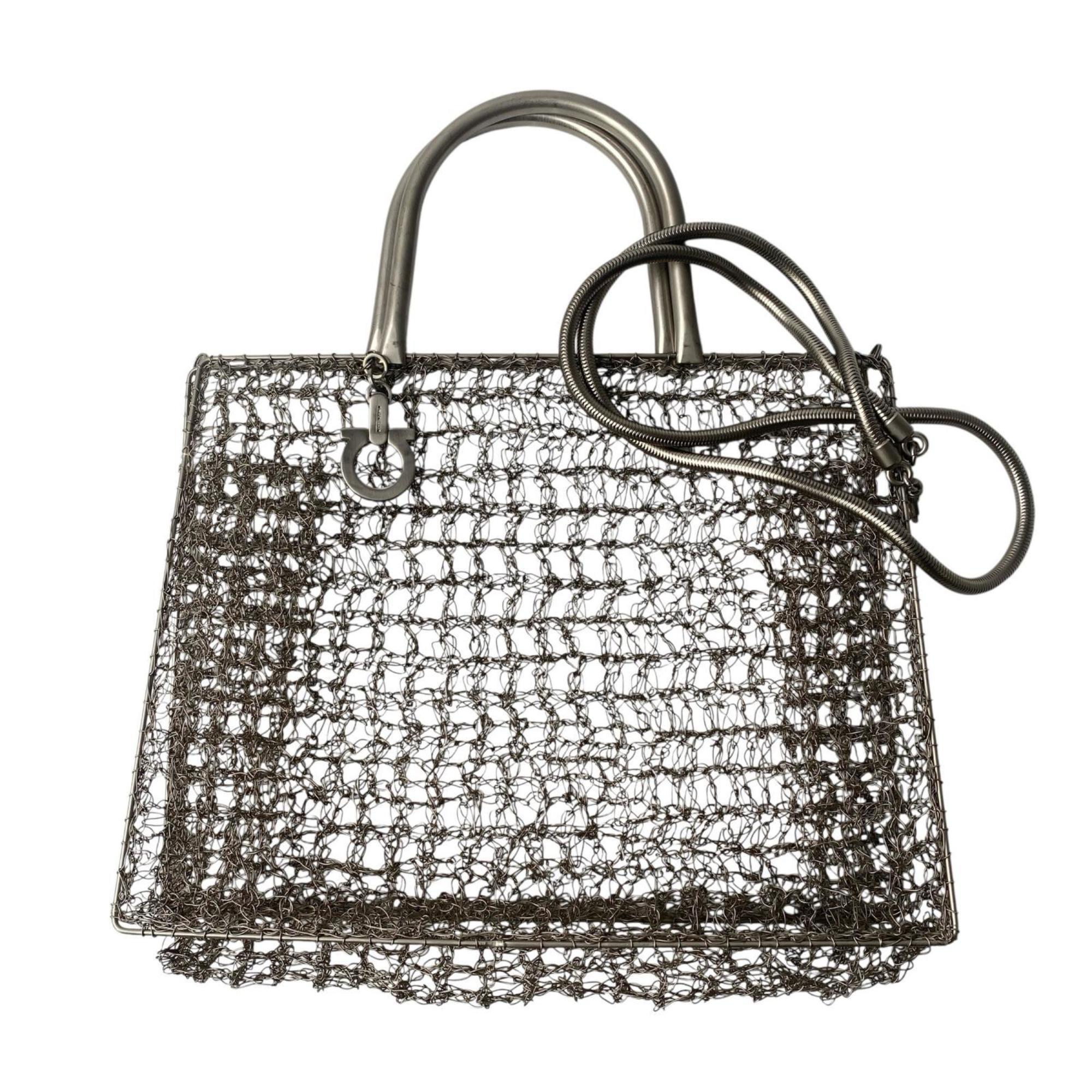 Salvatore Ferragamo Silver Stainless Steel Handbag Shoulder Bag (Pre-Owned)