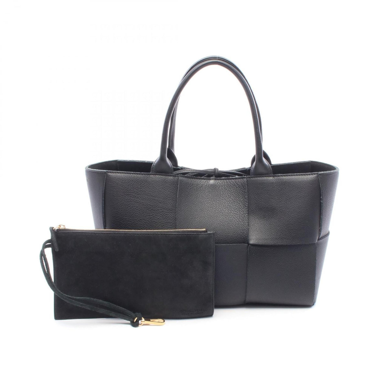 Bottega Veneta Black Leather Handbag Pouch Tote Bag (Pre-Owned)