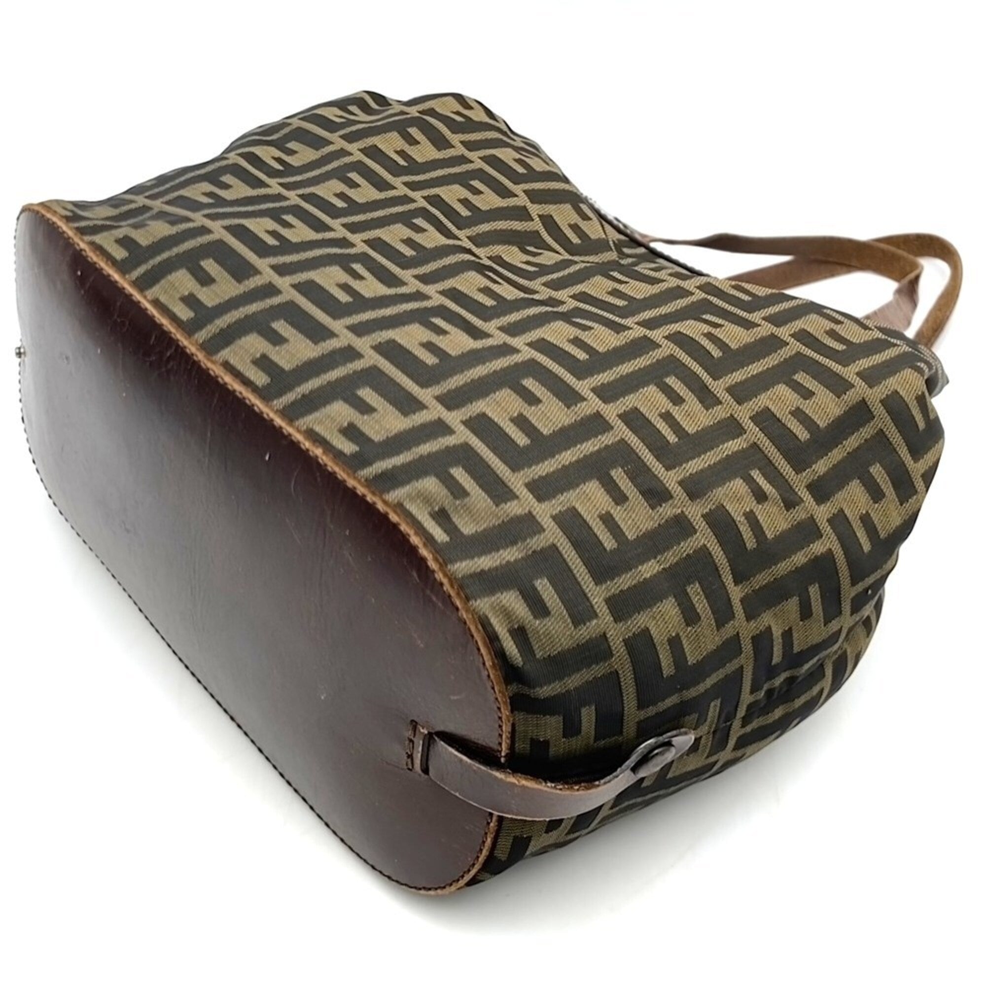 Fendi Zucca Brown Nylon Leather Eco-Bag Handbag Tote Bag (Pre-Owned)